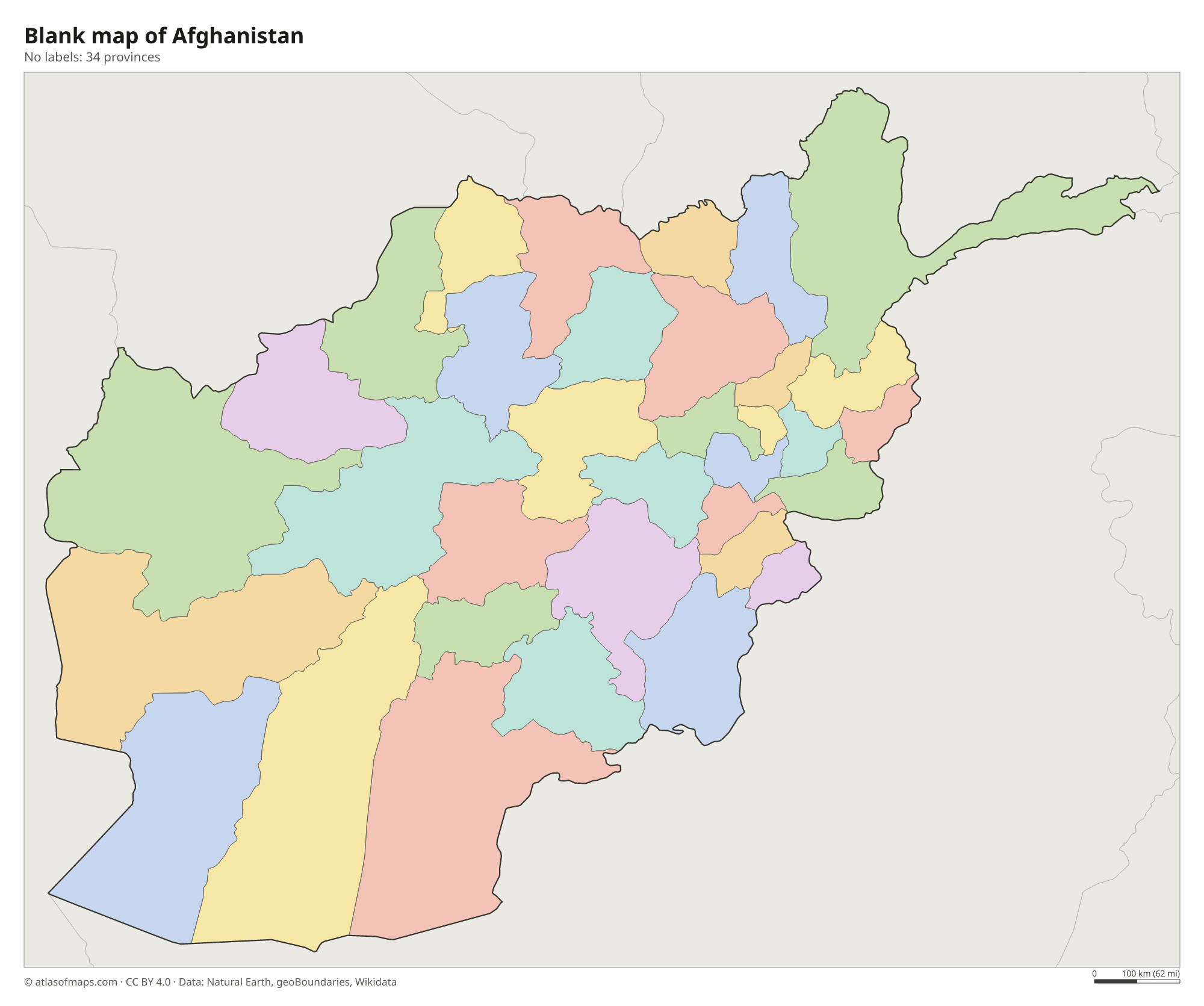 Blank outline map of Afghanistan without labels