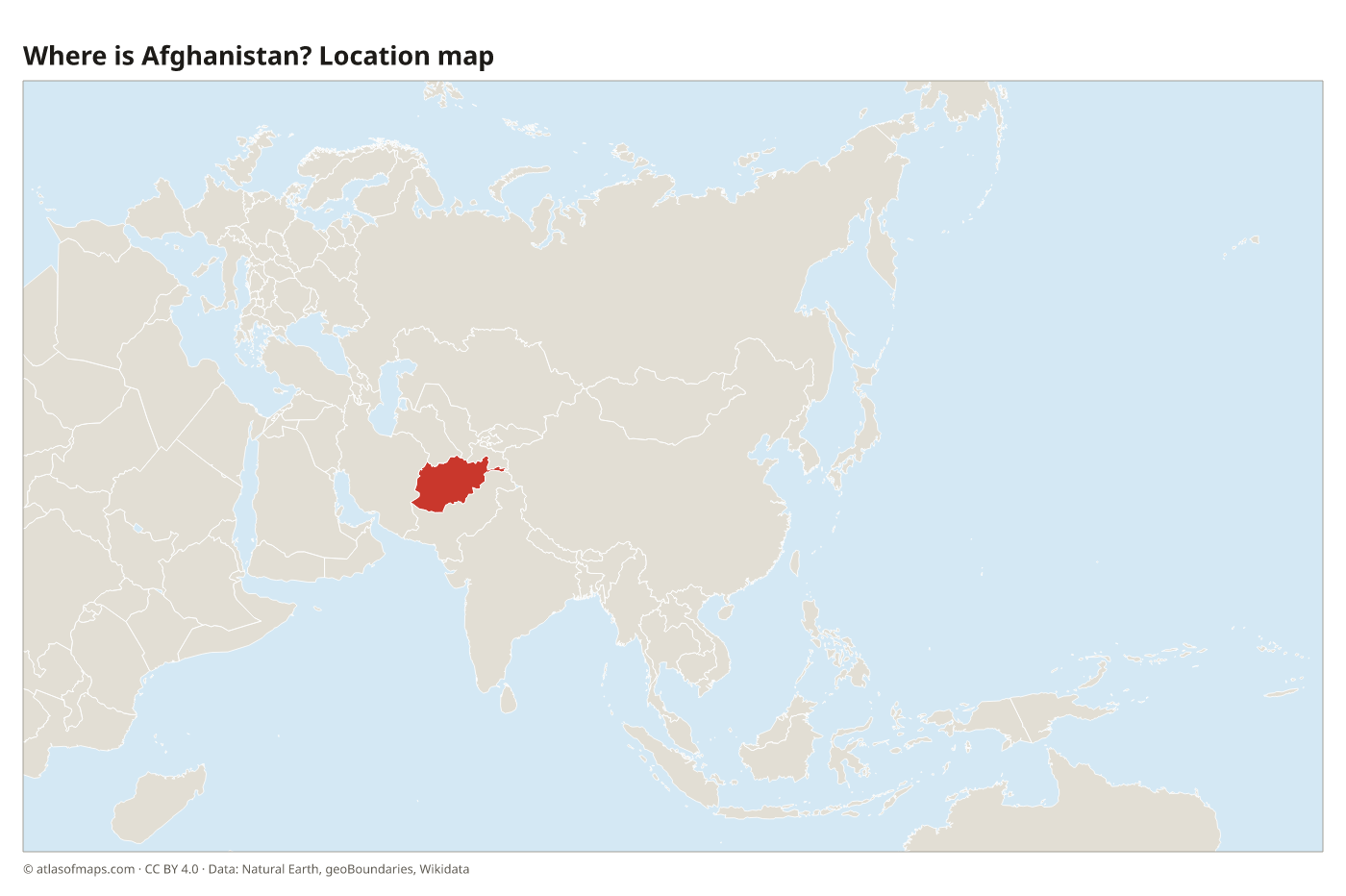 Where is Afghanistan? Location map with Afghanistan highlighted in red