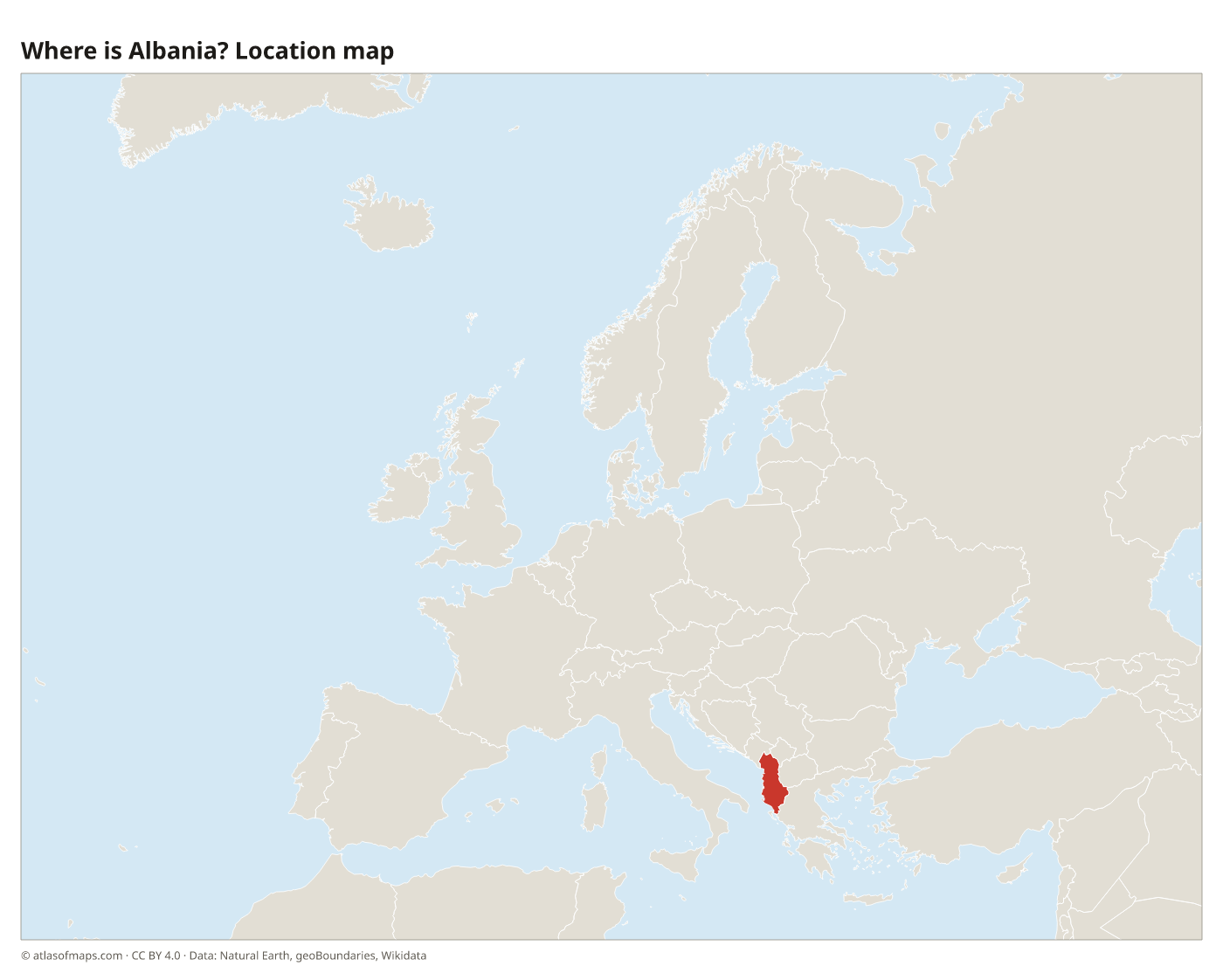 Where is Albania? Location map with Albania highlighted in red