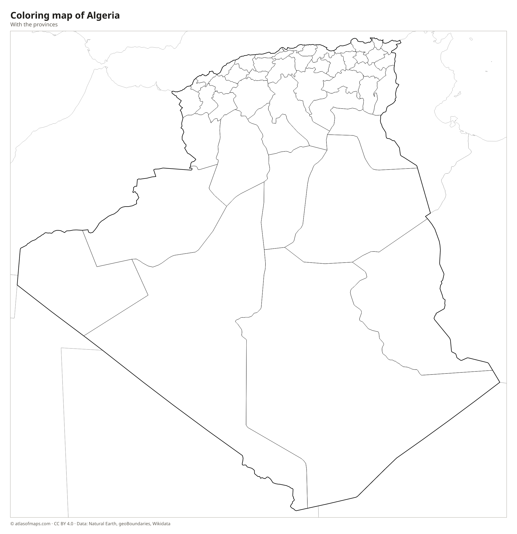 Coloring map of Algeria