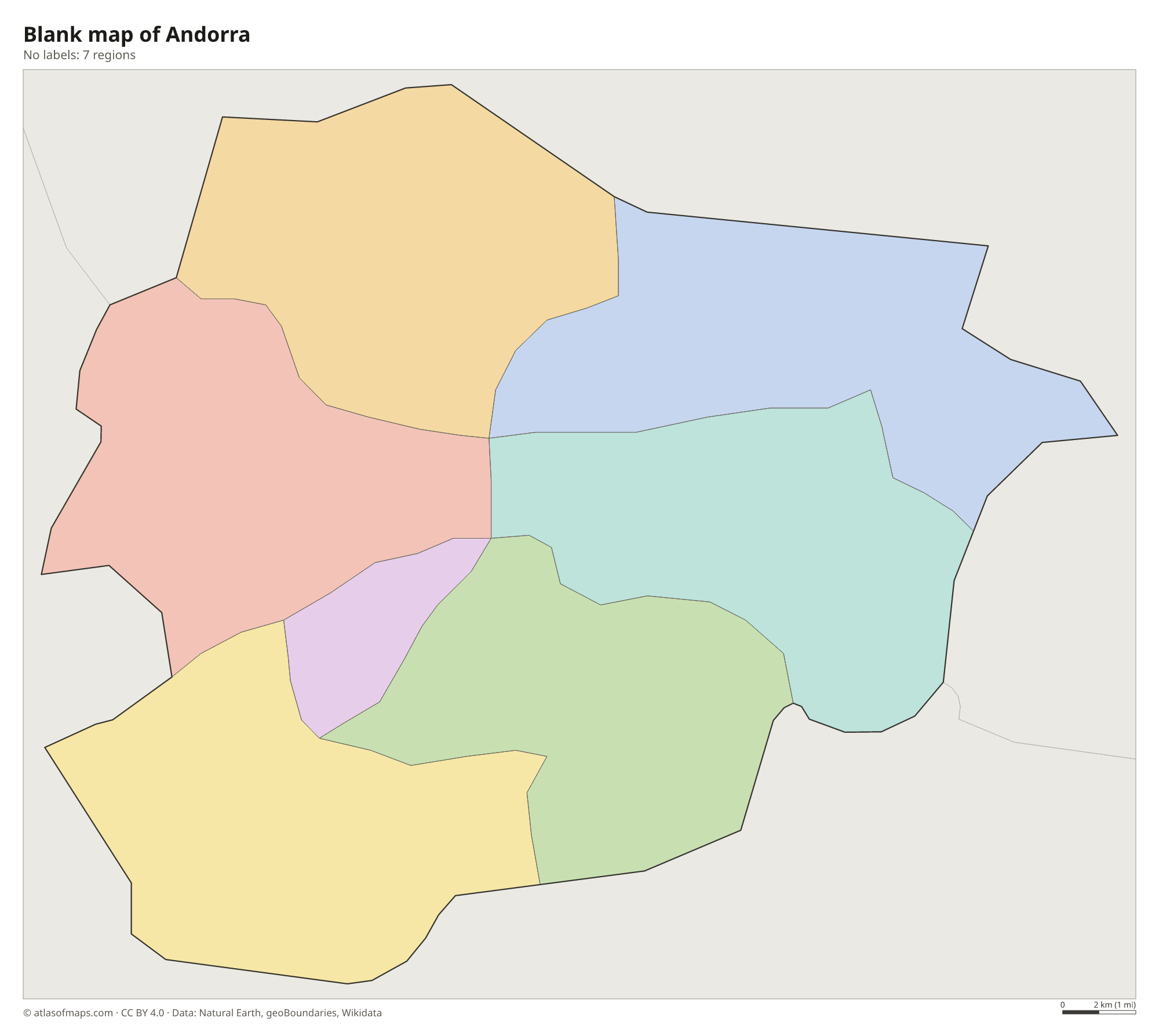 Blank outline map of Andorra without labels