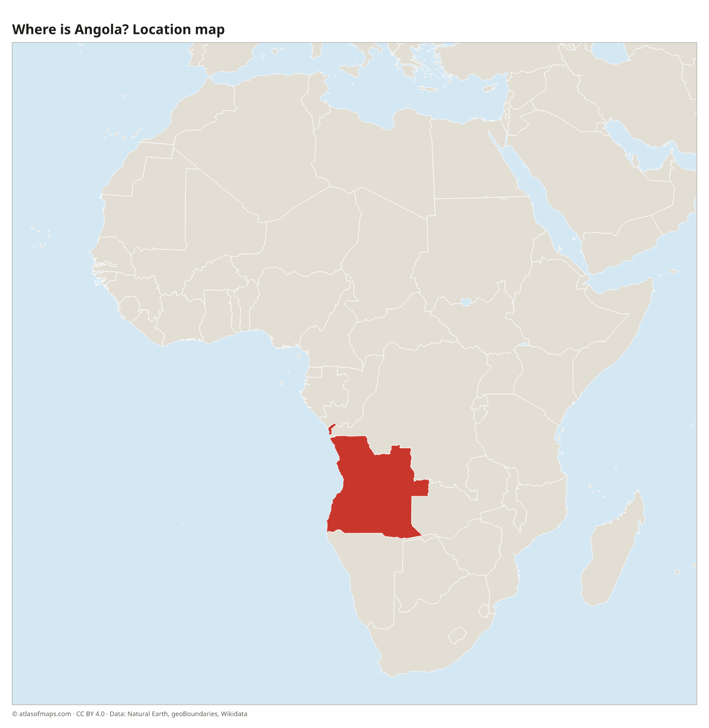 Where is Angola? Location map with Angola highlighted in red