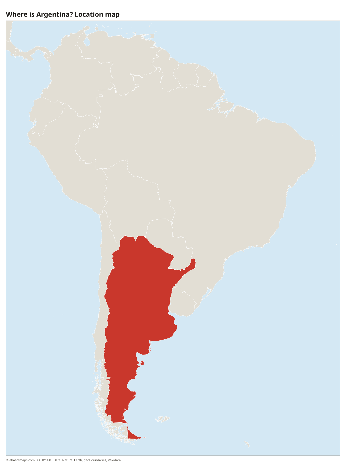 Where is Argentina? Location map with Argentina highlighted in red