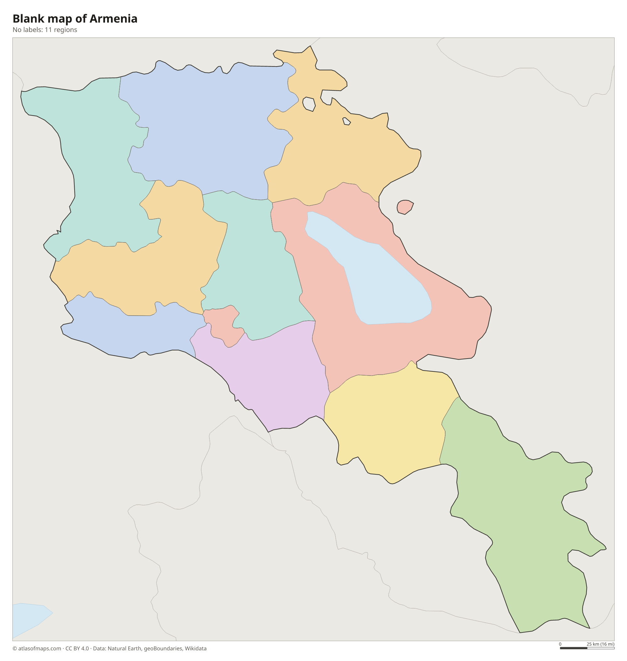 Blank outline map of Armenia without labels