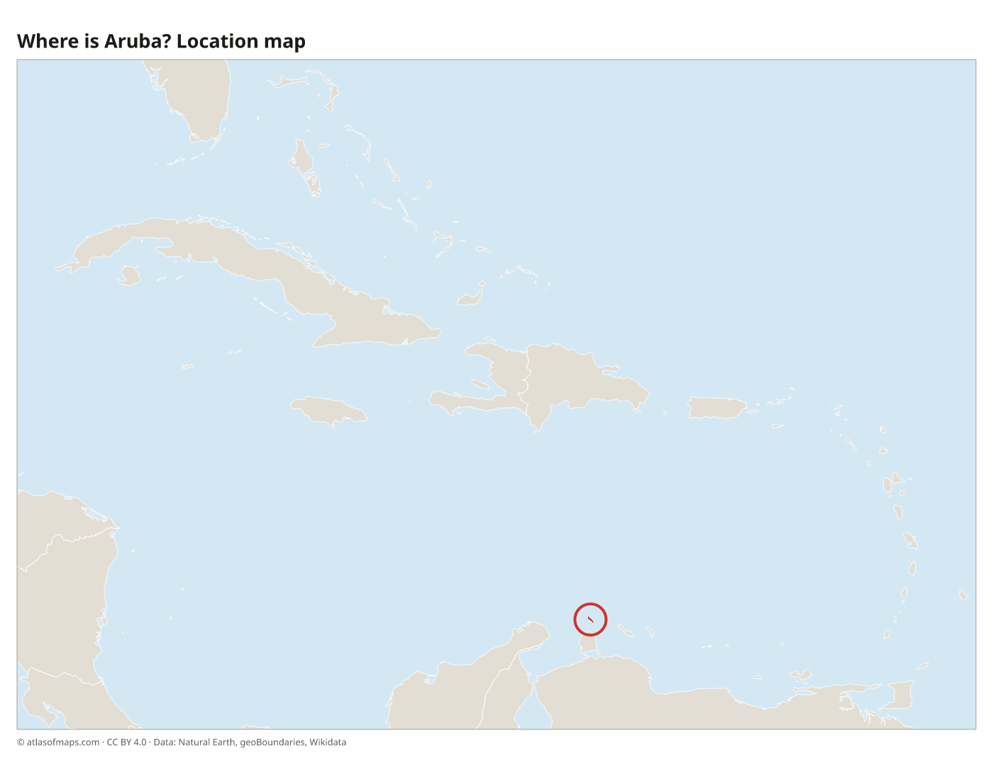 Where is Aruba? Location map with Aruba highlighted in red