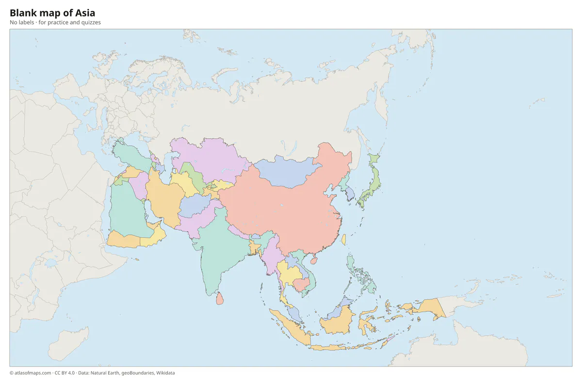 Blank map of Asia