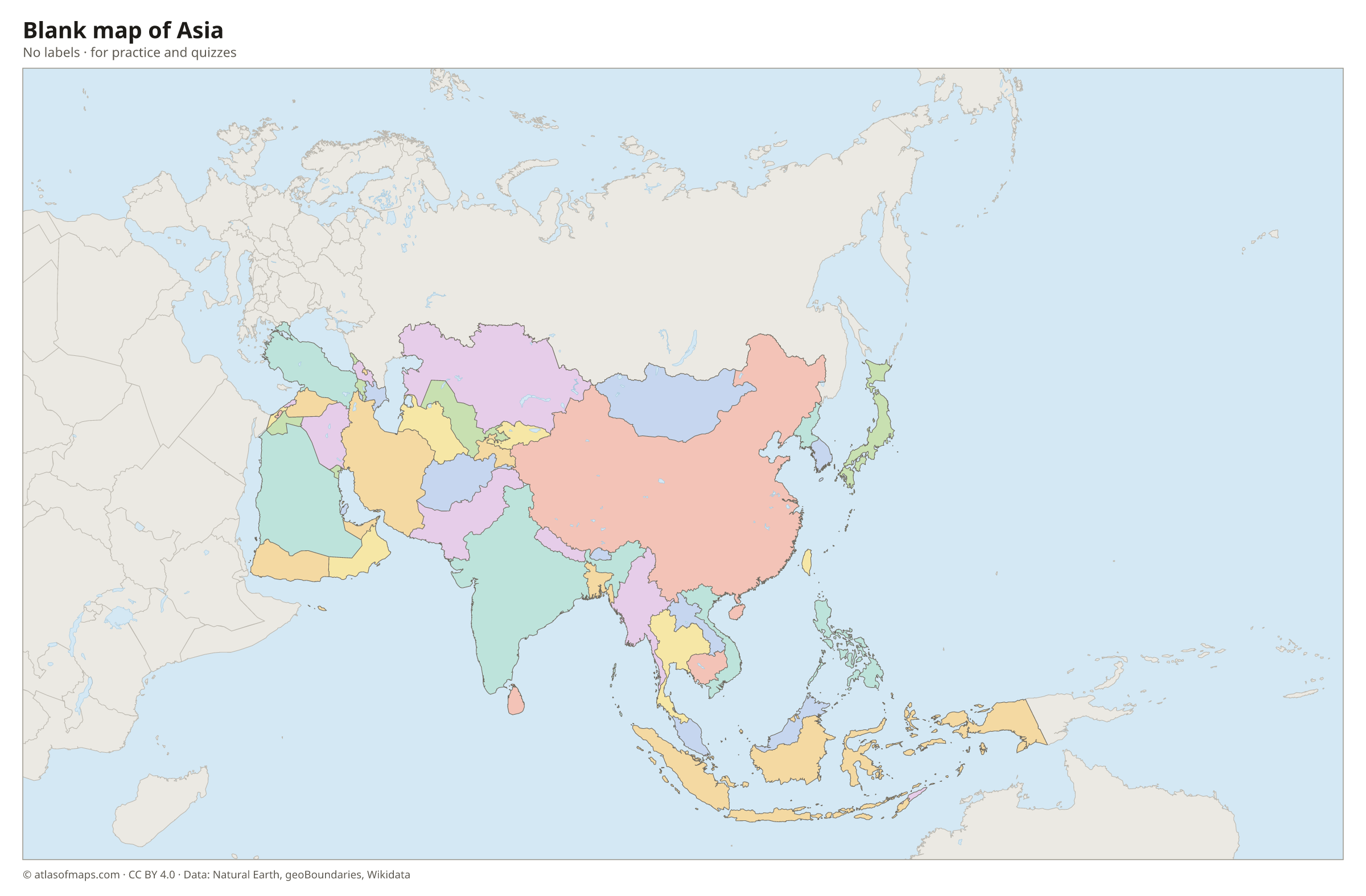 Blank map of Asia without labels