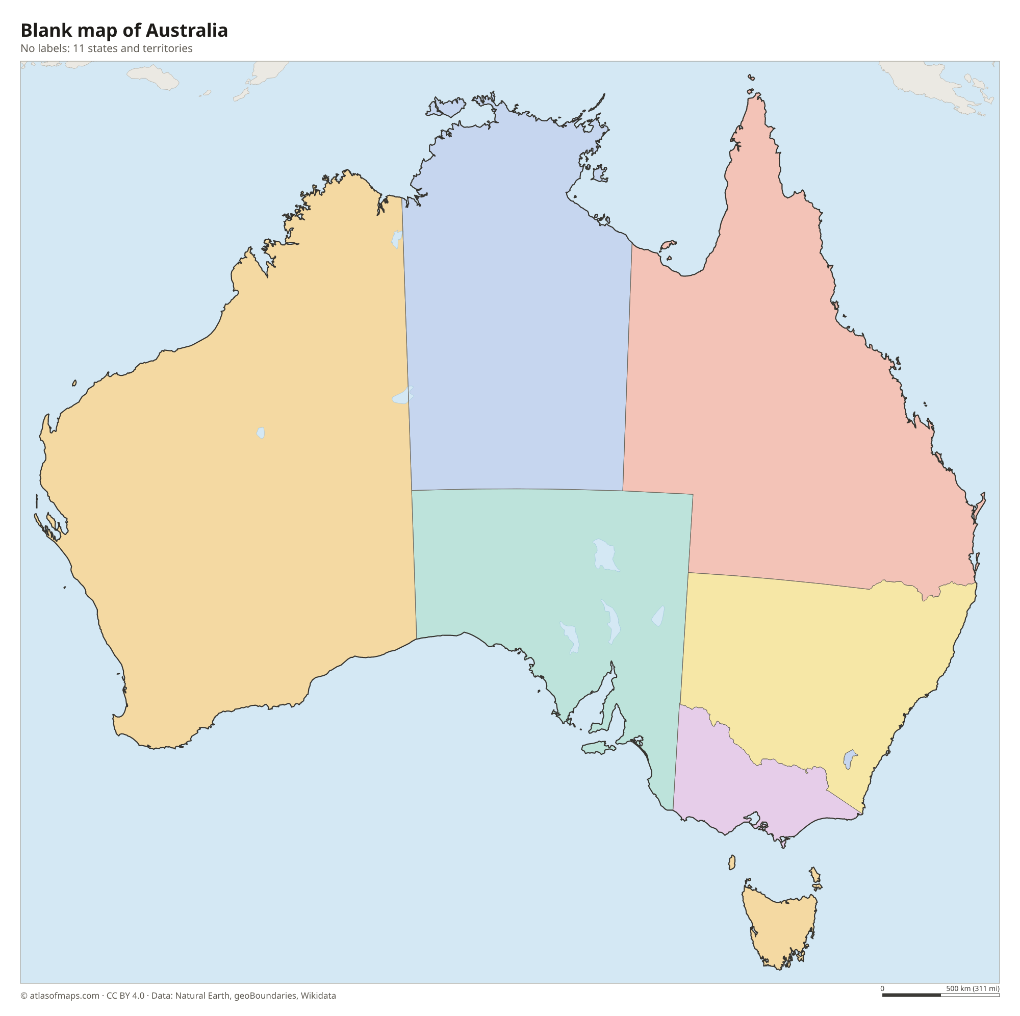 Blank outline map of Australia without labels