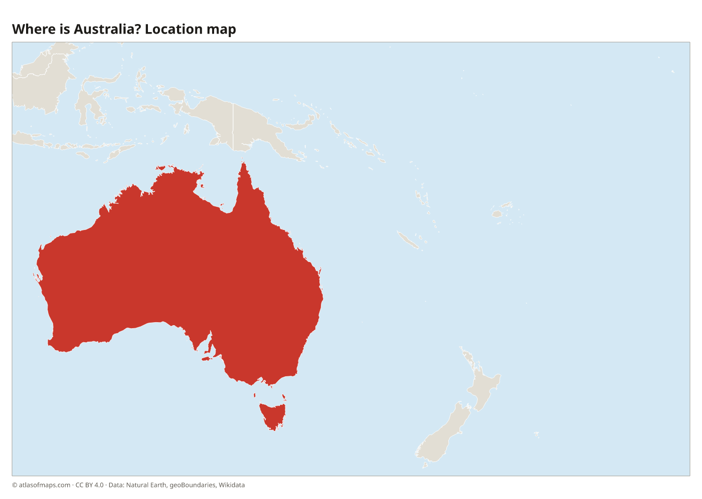 Where is Australia? Location map with Australia highlighted in red