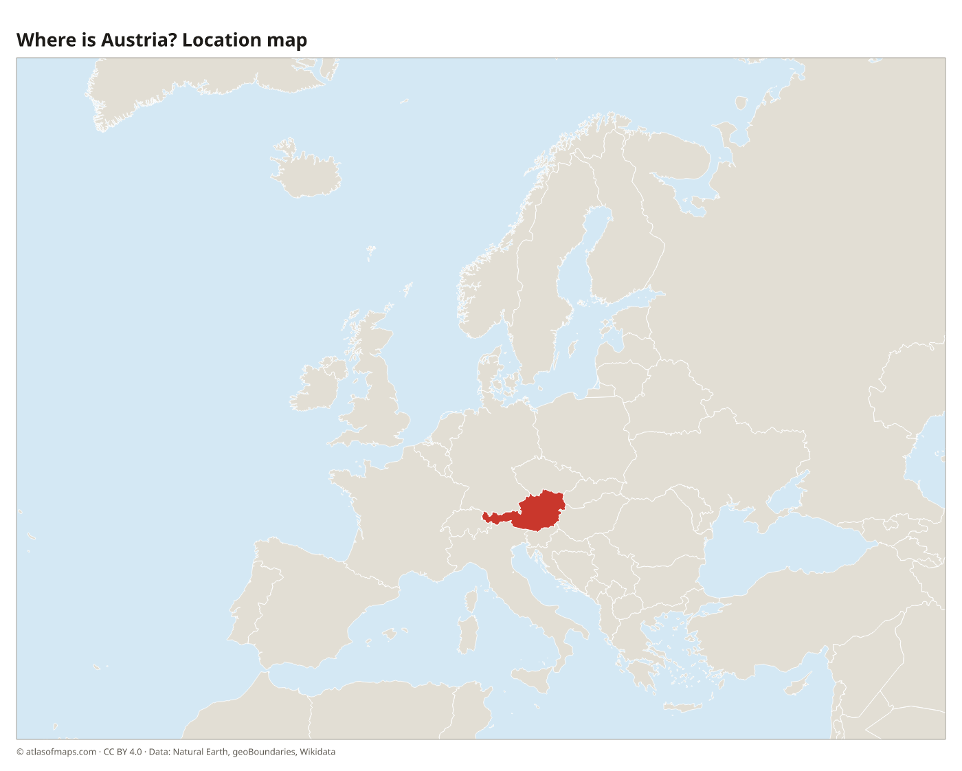Where is Austria? Location map with Austria highlighted in red