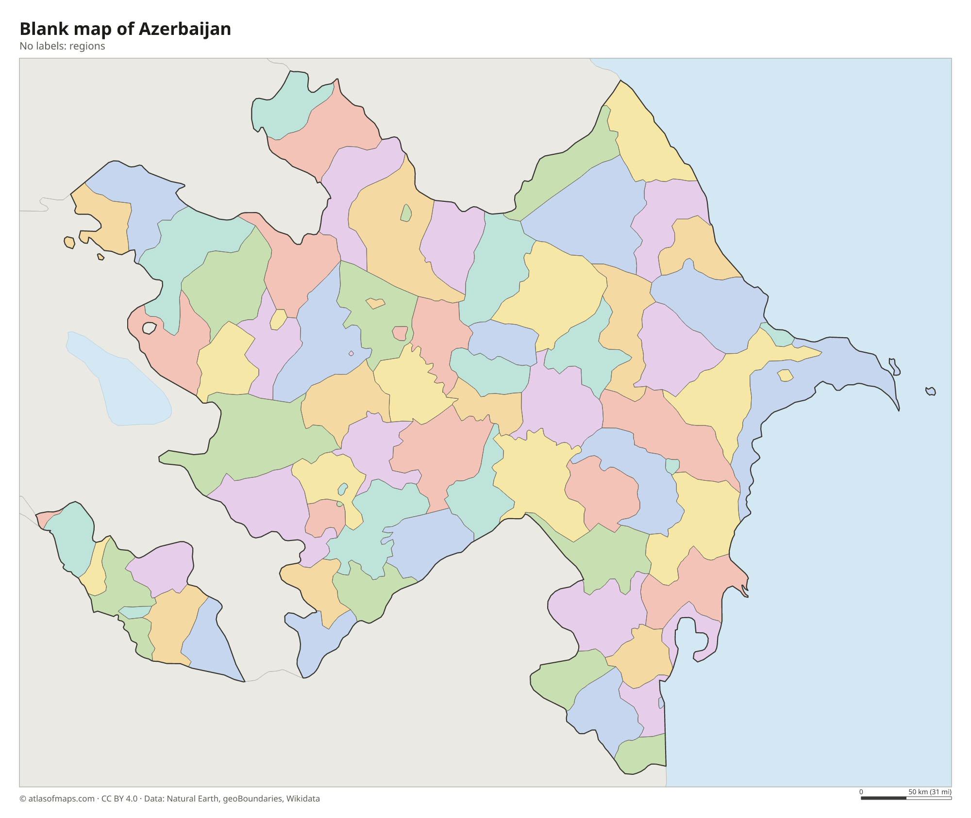 Blank outline map of Azerbaijan without labels
