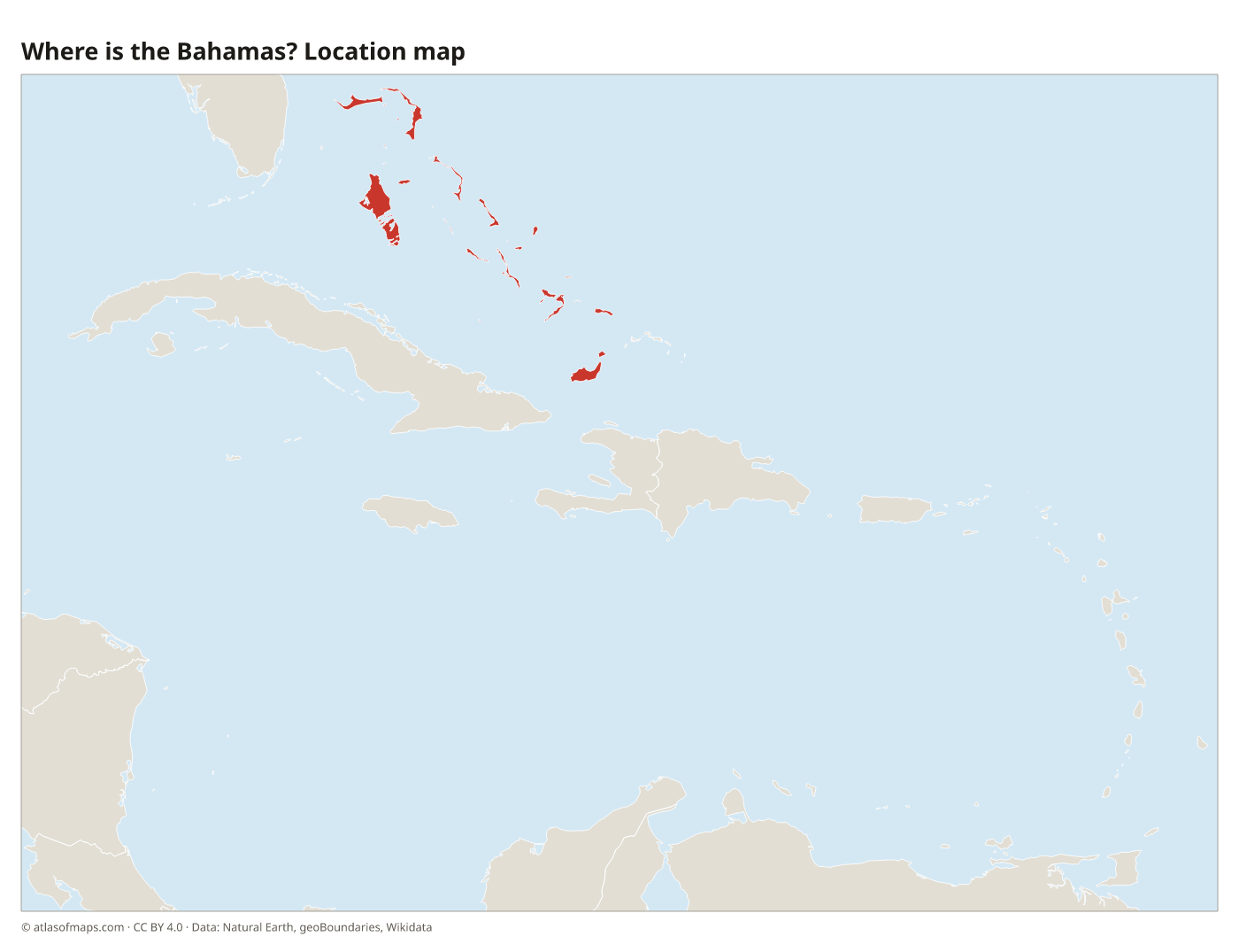Where is the Bahamas? Location map with the Bahamas highlighted in red