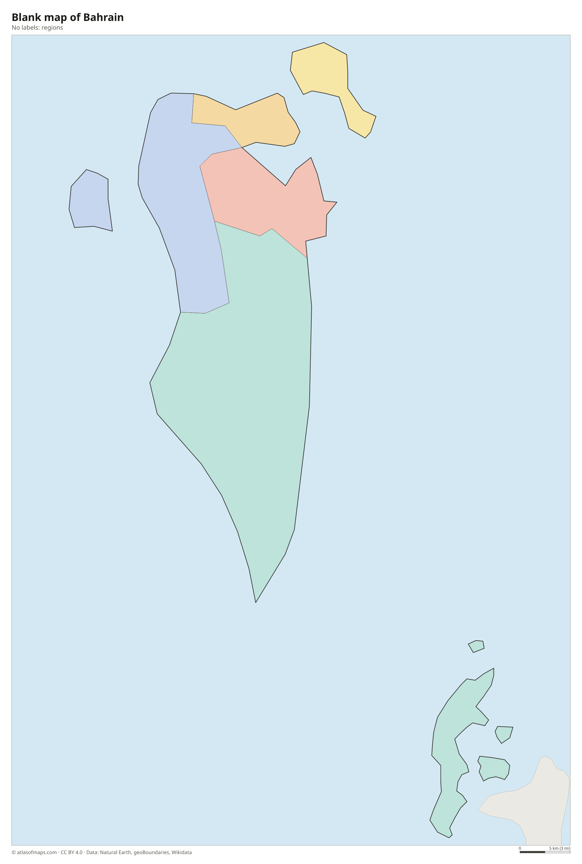 Blank outline map of Bahrain without labels