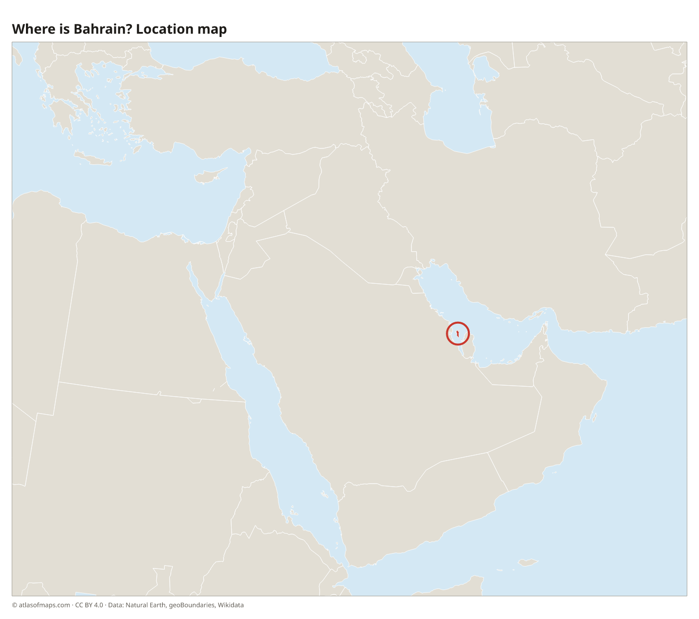 Where is Bahrain? Location map with Bahrain highlighted in red