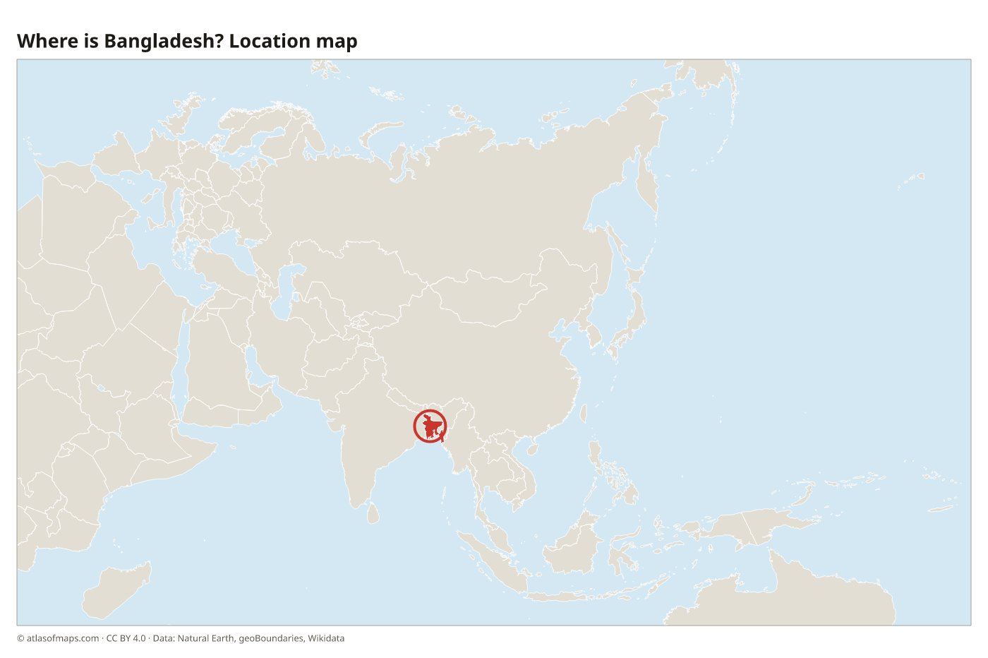Where is Bangladesh? Location map with Bangladesh highlighted in red