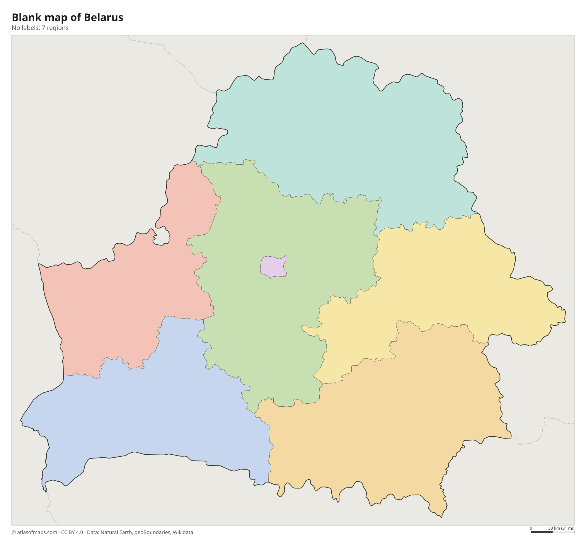 Blank outline map of Belarus without labels