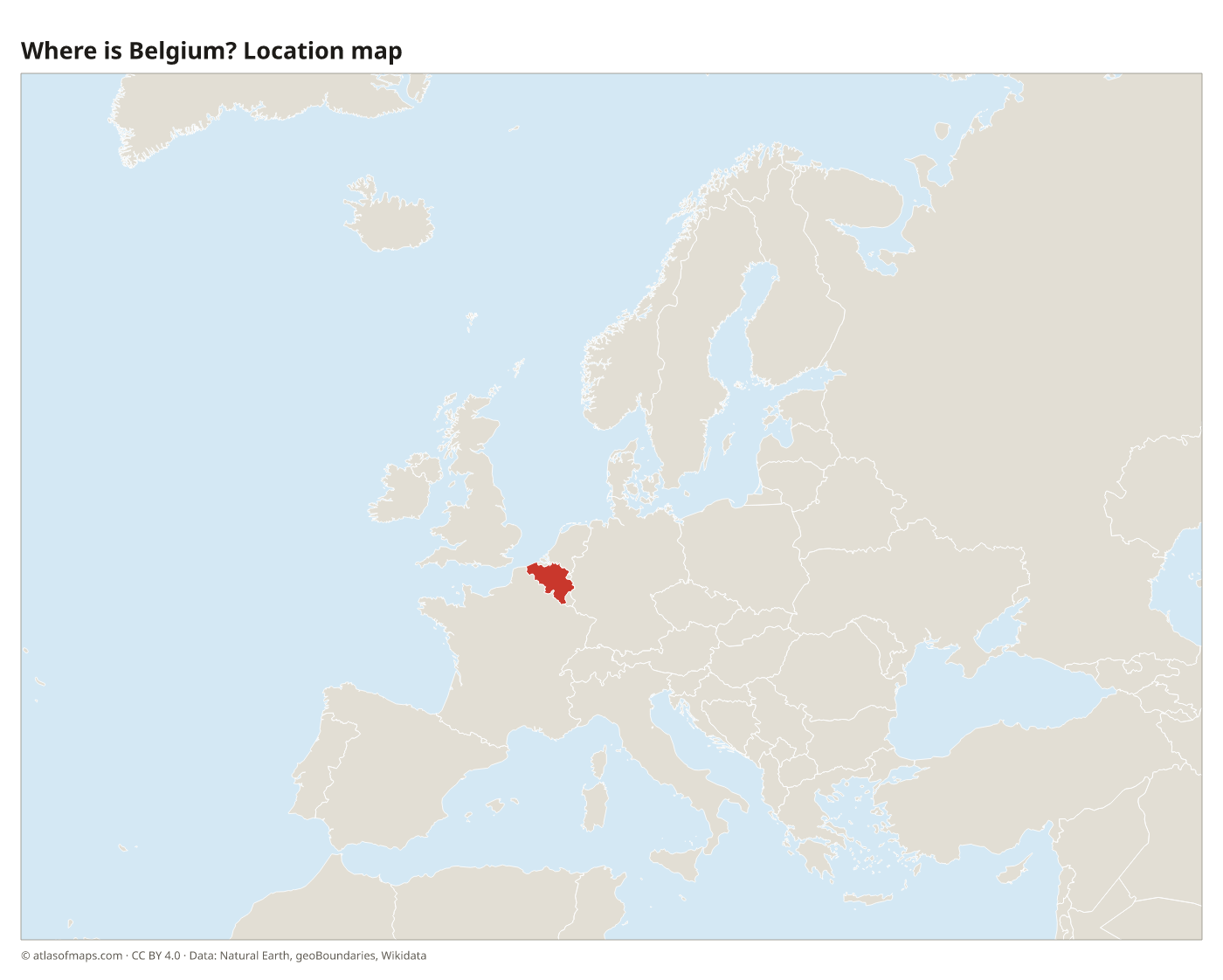 Where is Belgium? Location map with Belgium highlighted in red
