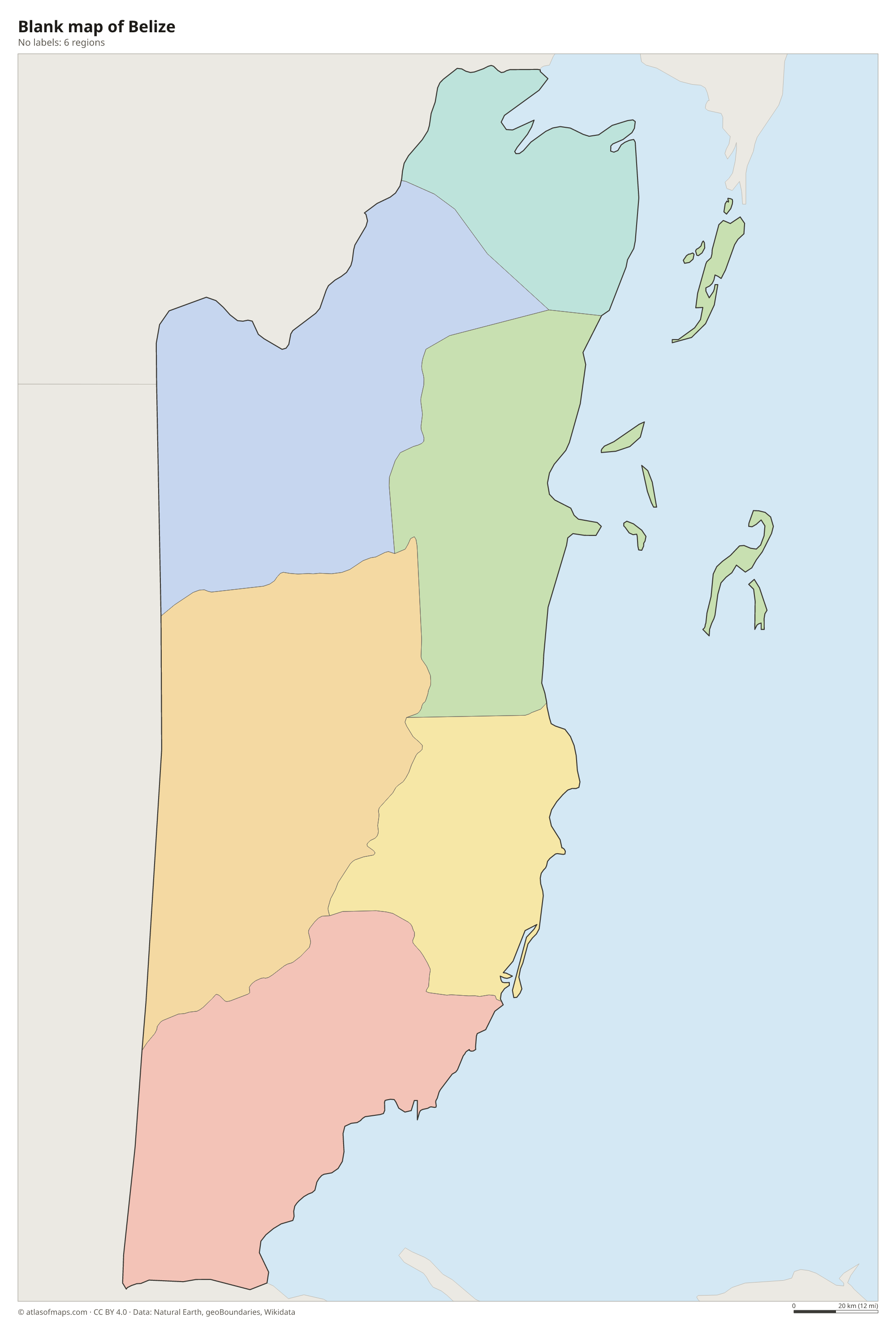 Blank outline map of Belize without labels
