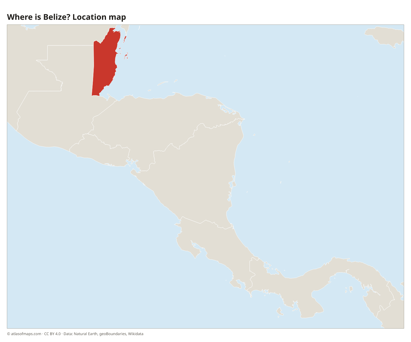 Where is Belize? Location map with Belize highlighted in red