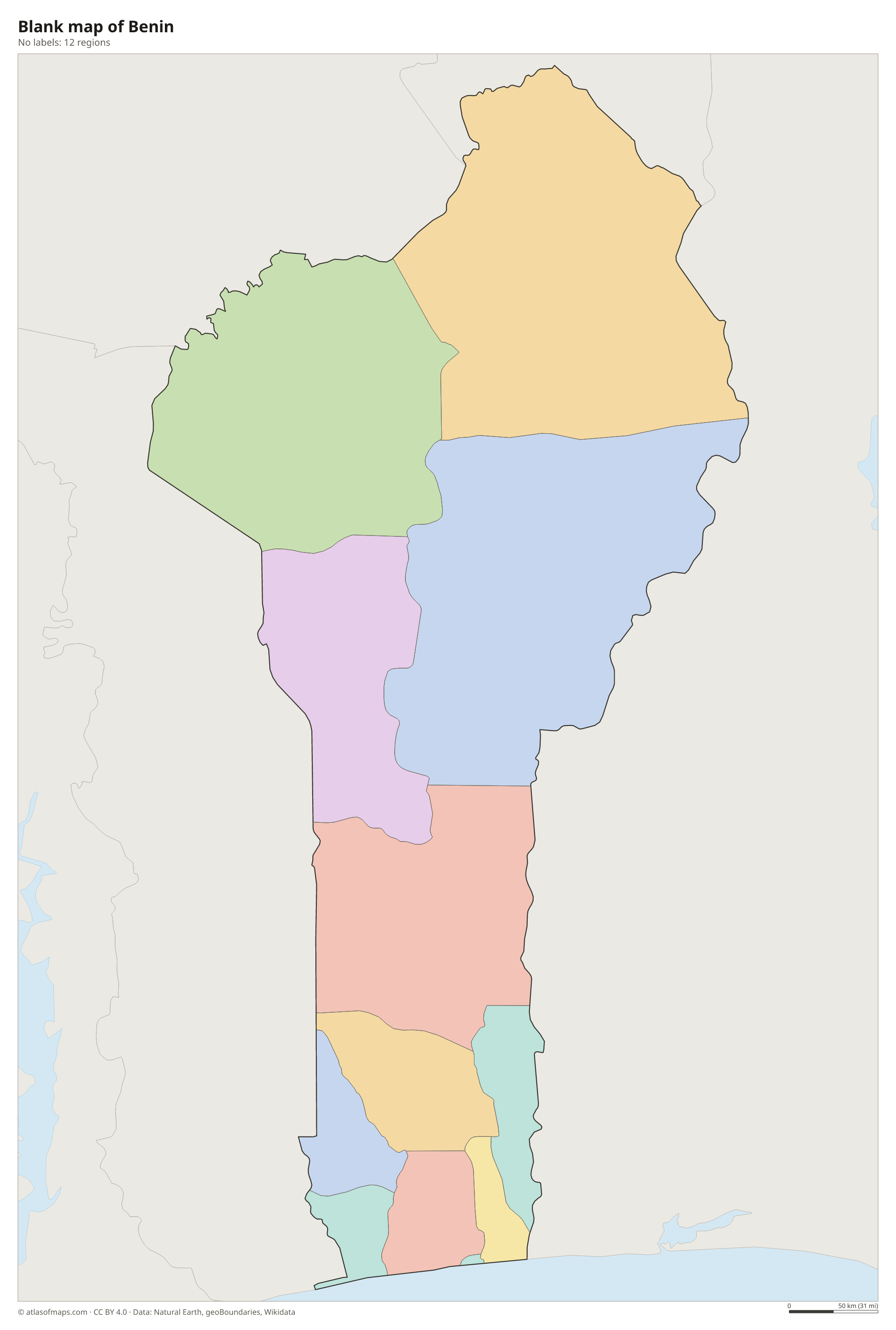 Blank outline map of Benin without labels