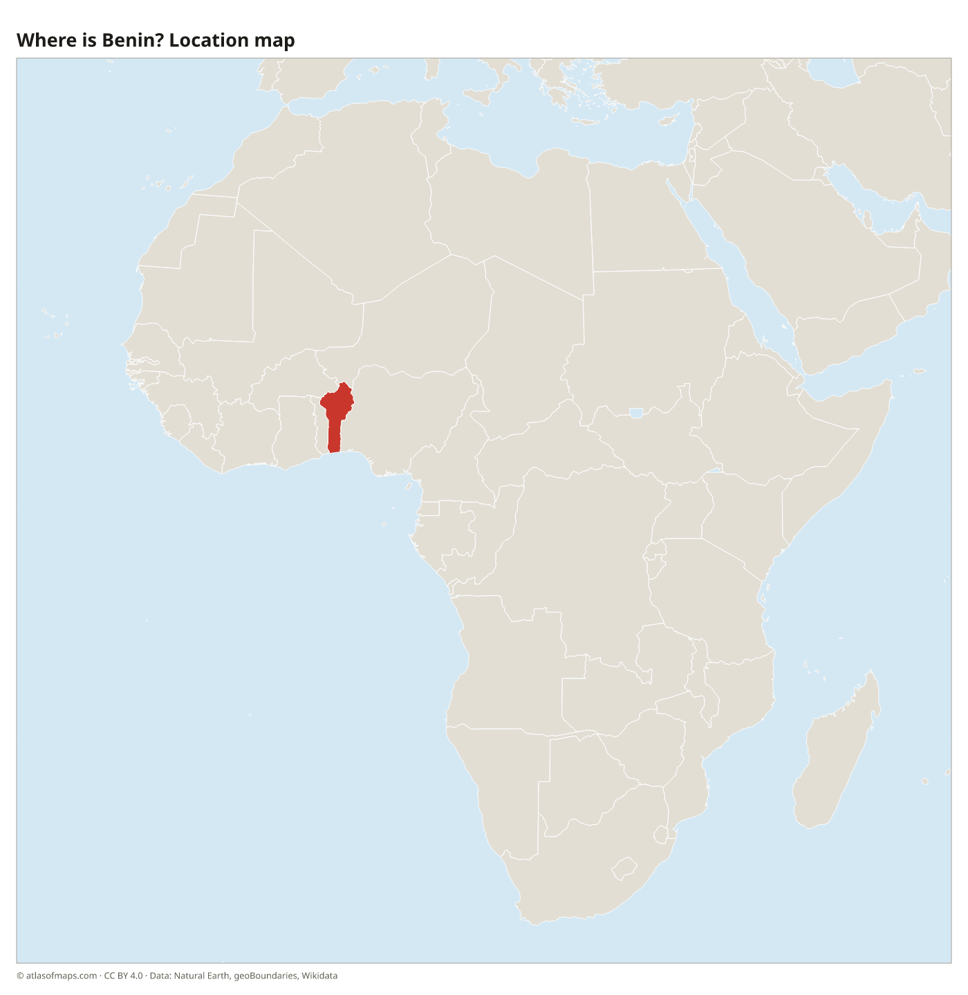 Where is Benin? Location map with Benin highlighted in red