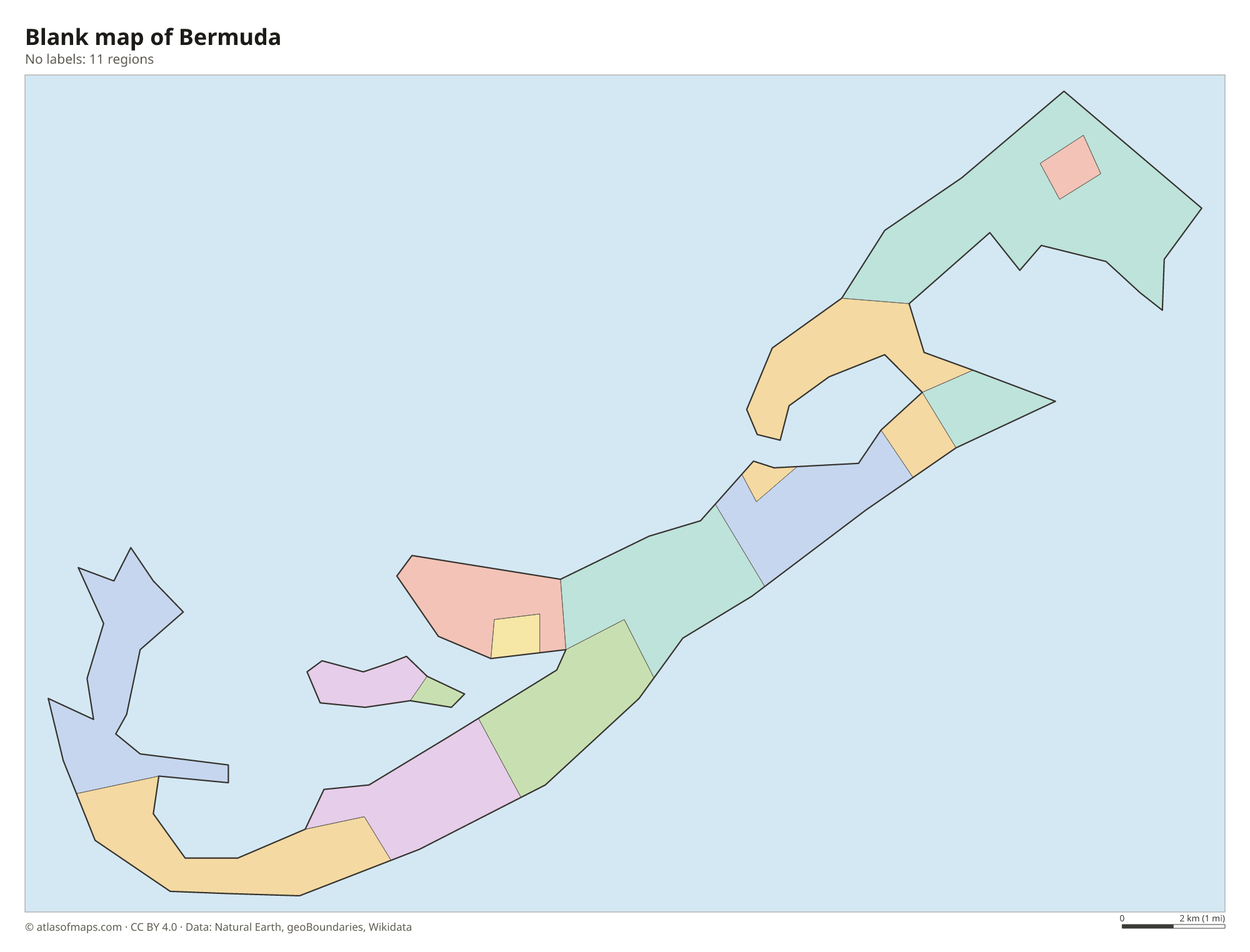 Blank outline map of Bermuda without labels