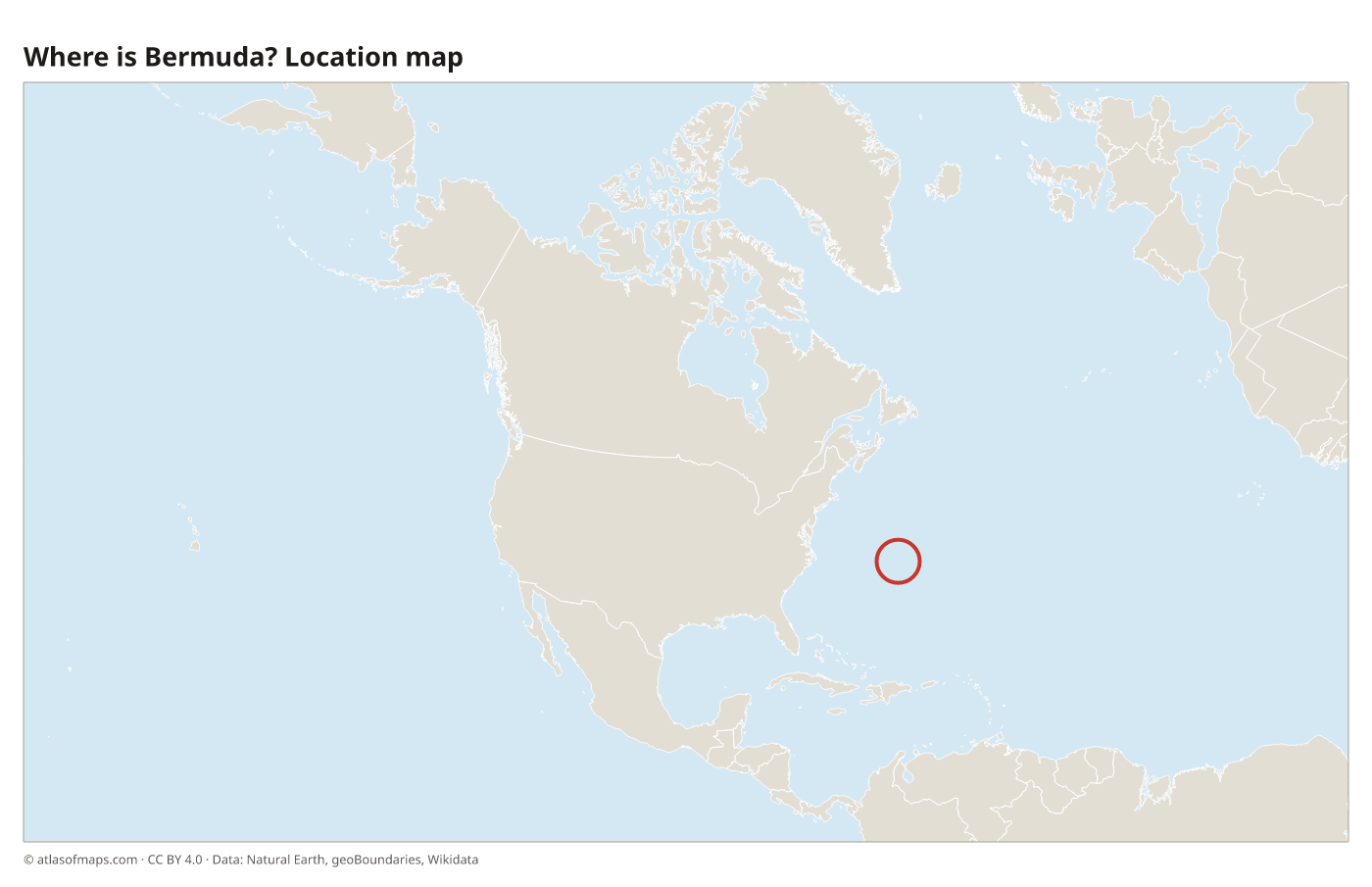 Where is Bermuda? Location map with Bermuda highlighted in red