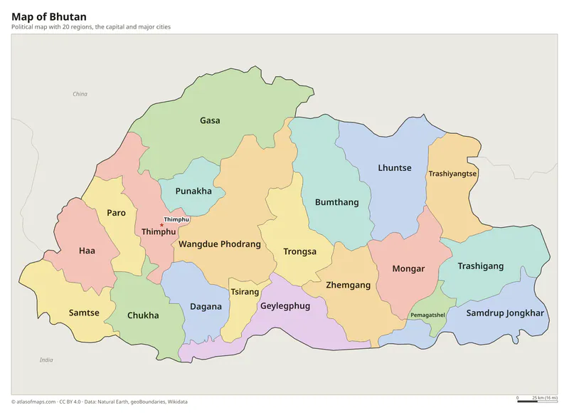 Map of Bhutan