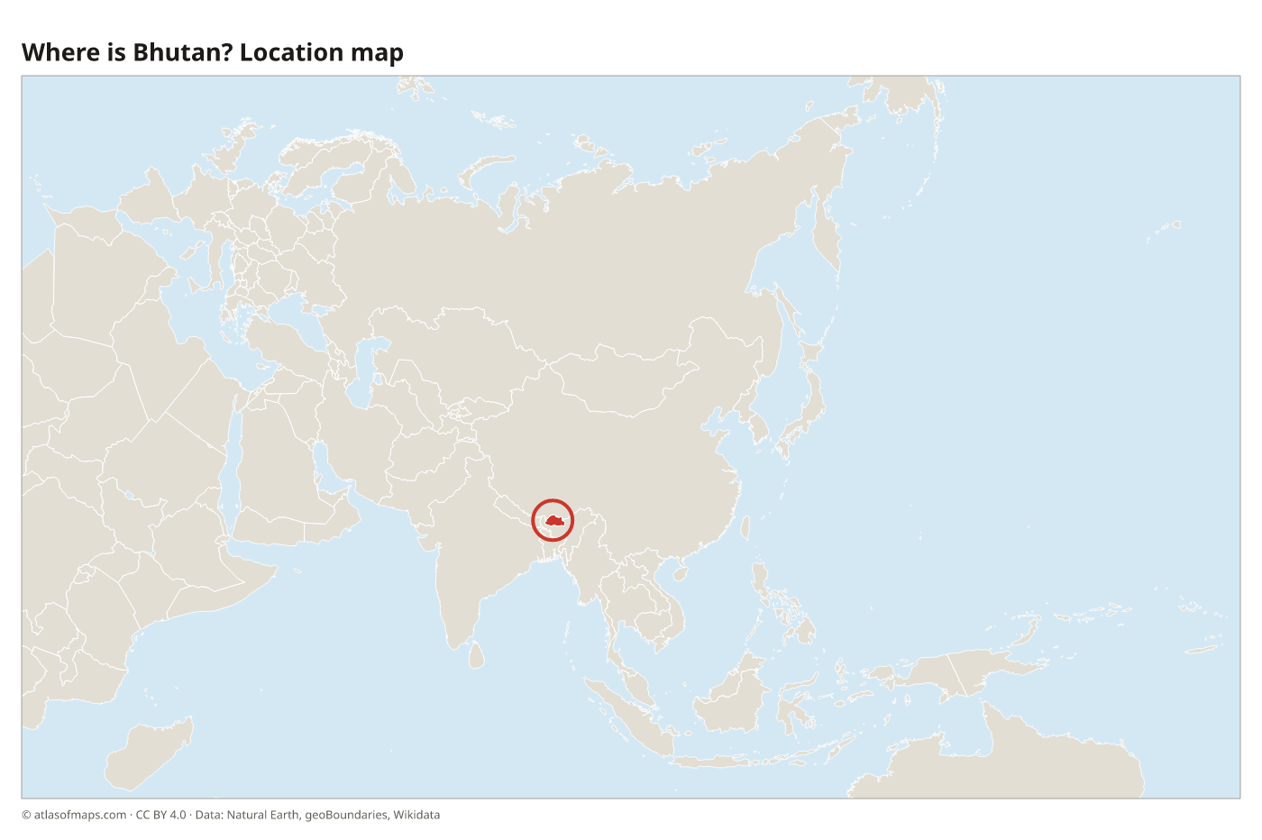 Where is Bhutan? Location map with Bhutan highlighted in red