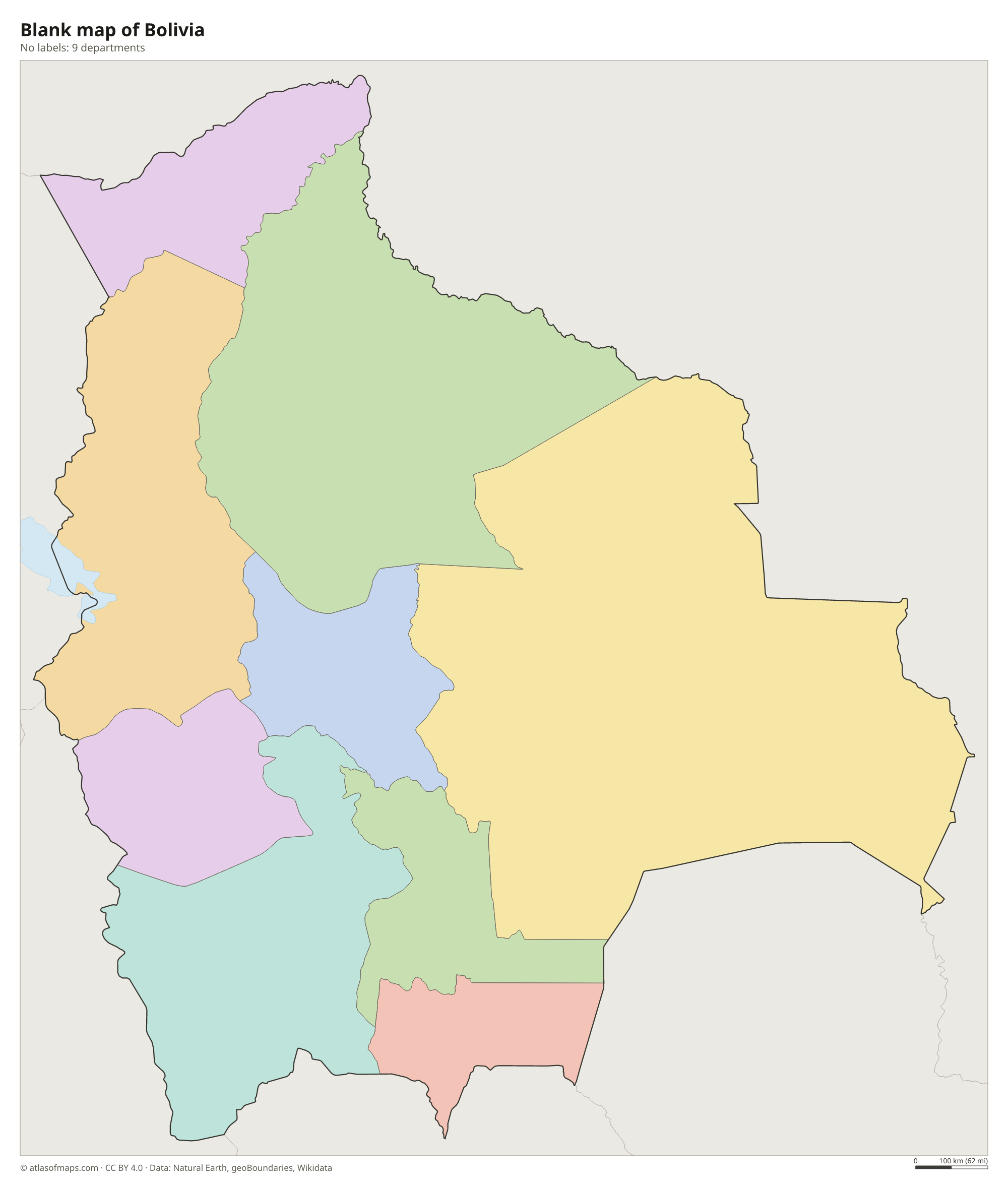 Blank outline map of Bolivia without labels