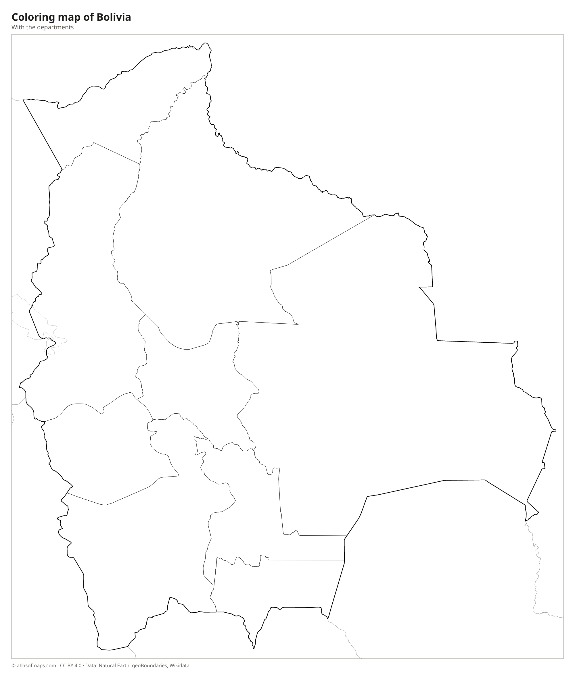 Coloring map of Bolivia