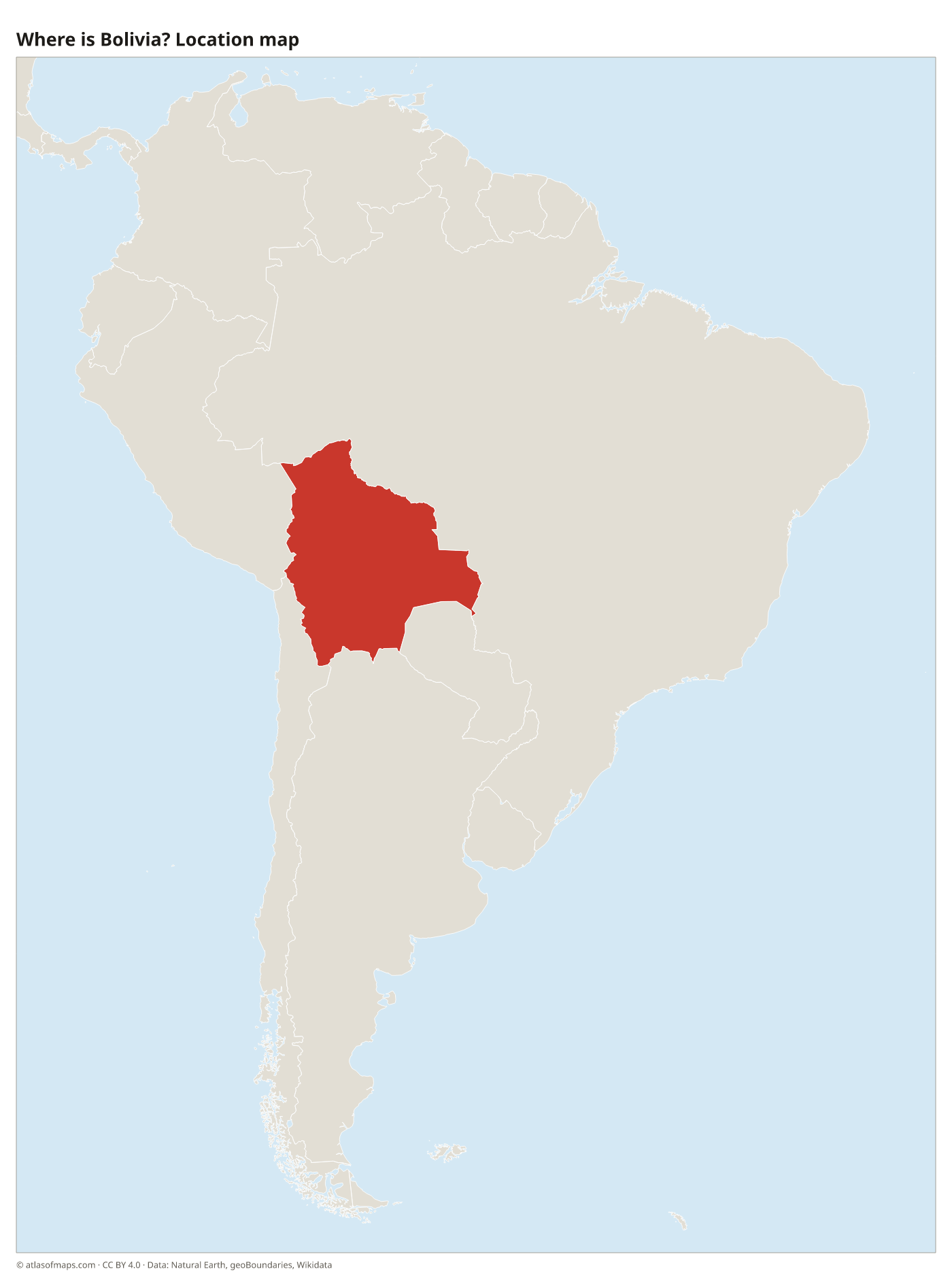 Where is Bolivia? Location map with Bolivia highlighted in red