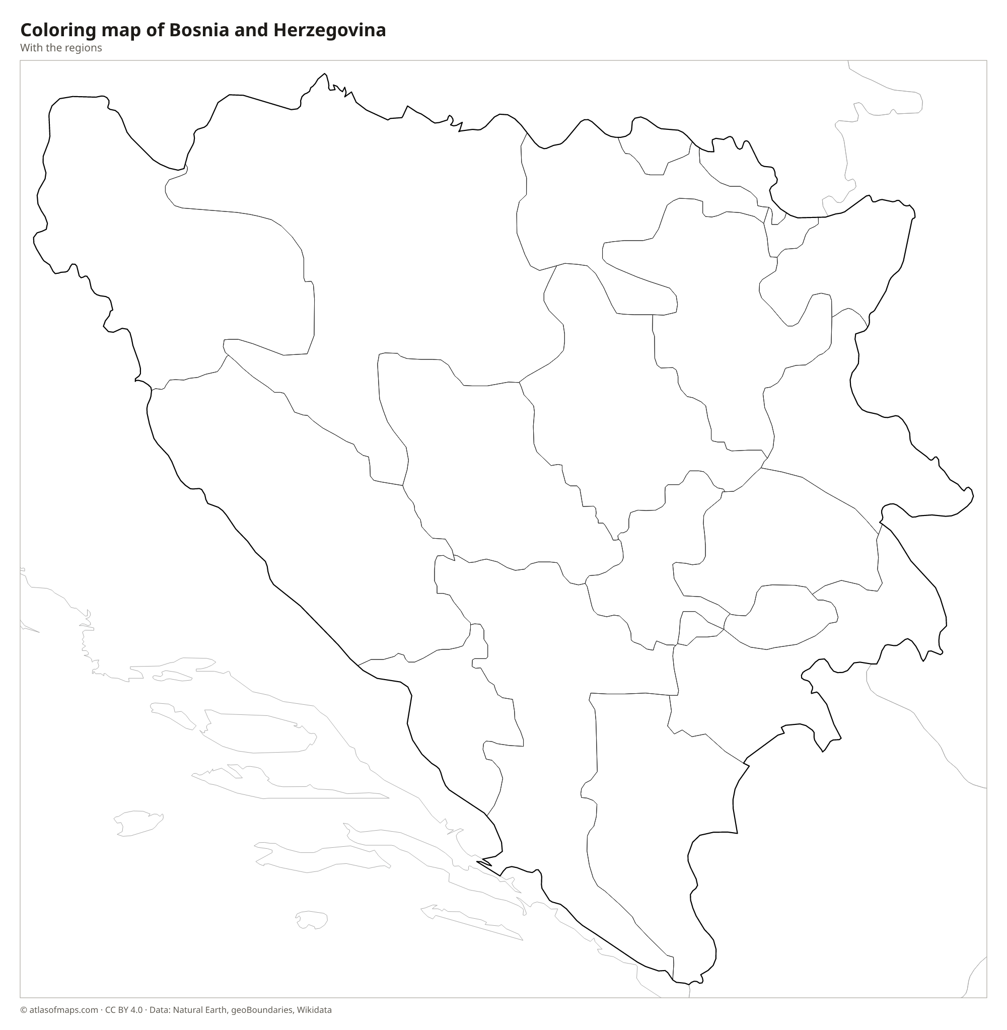 Coloring map of Bosnia and Herzegovina