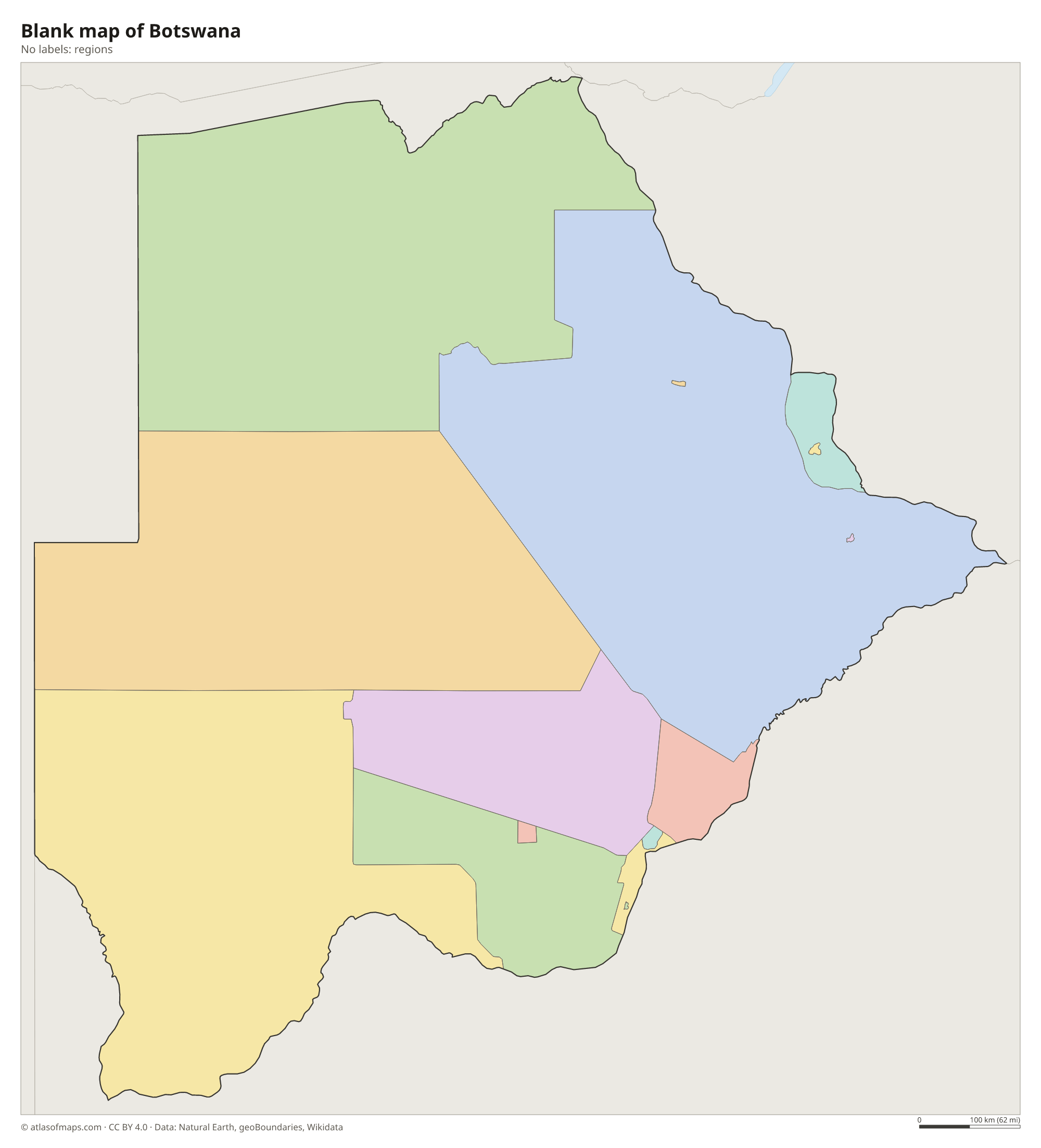 Blank outline map of Botswana without labels