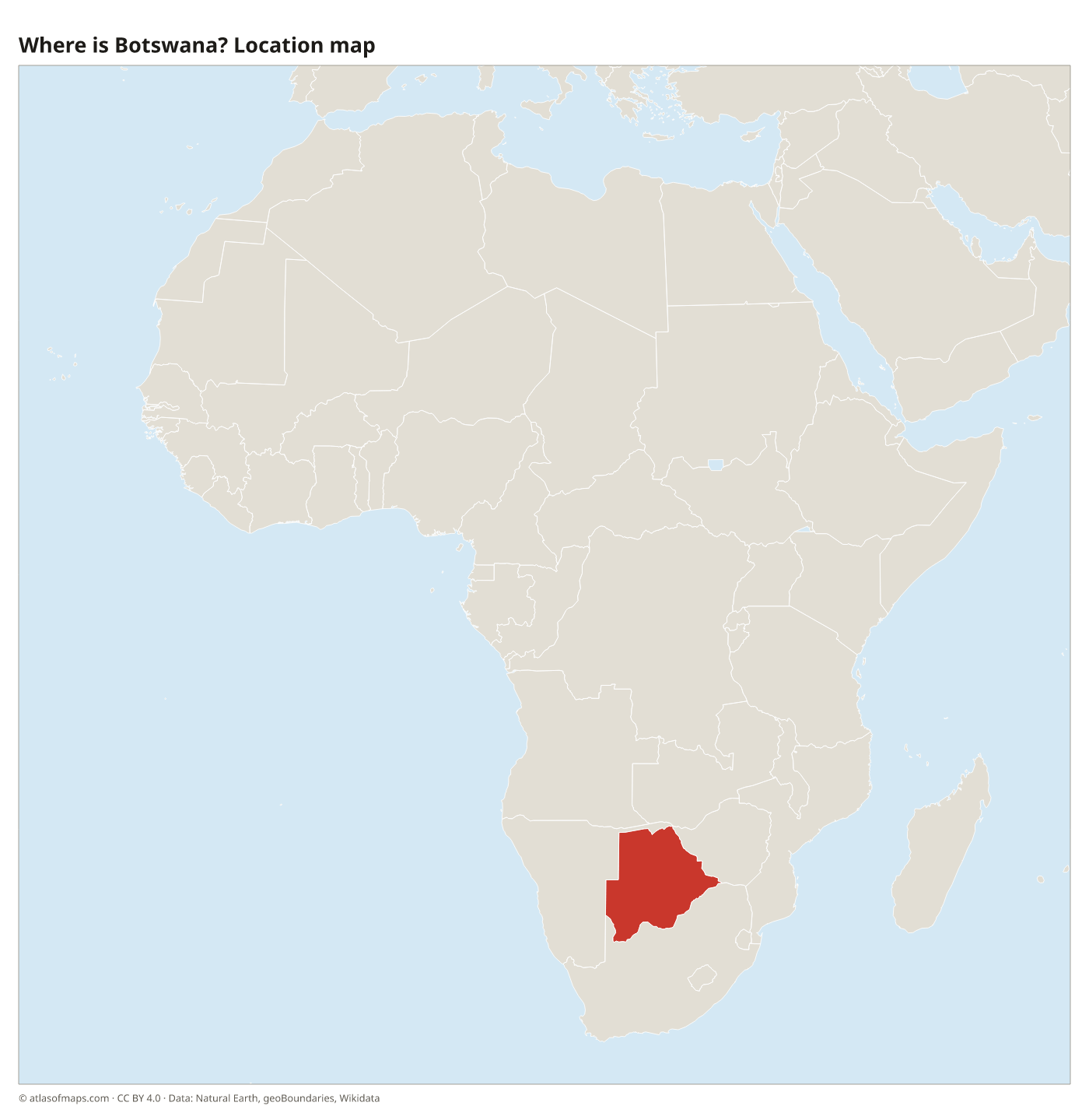 Where is Botswana? Location map with Botswana highlighted in red