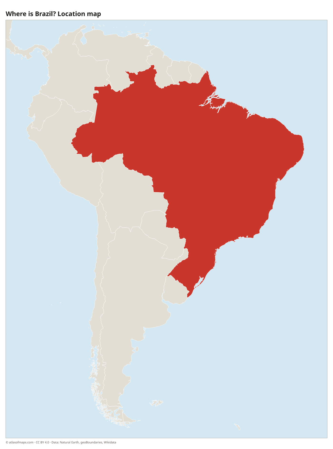 Where is Brazil? Location map with Brazil highlighted in red