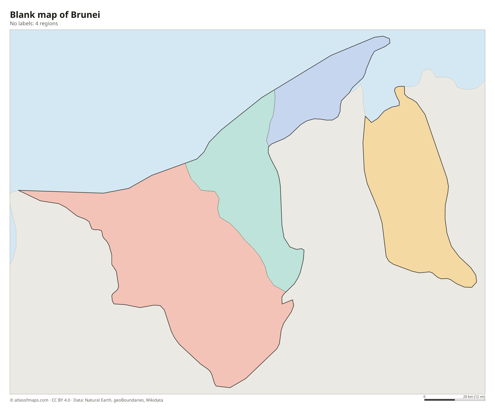 Blank outline map of Brunei without labels