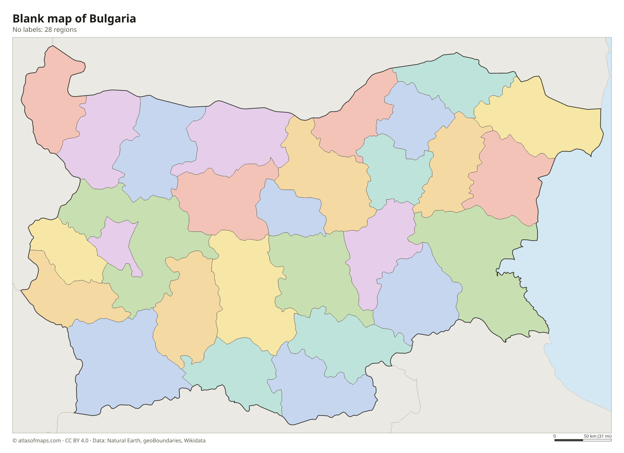 Blank outline map of Bulgaria without labels