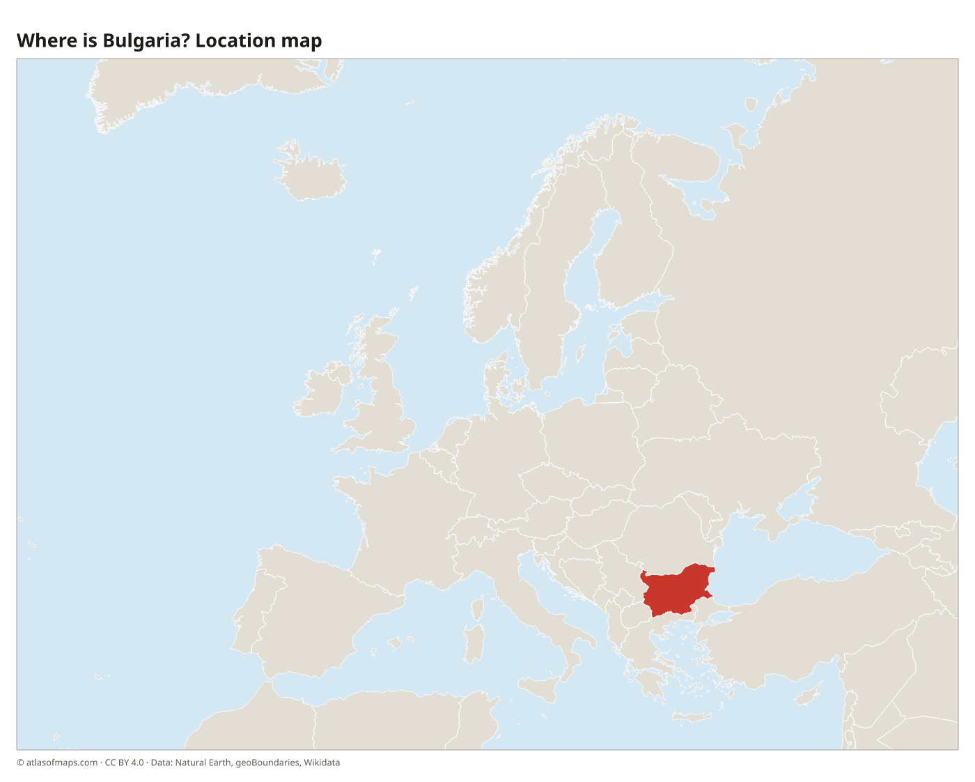 Where is Bulgaria? Location map with Bulgaria highlighted in red