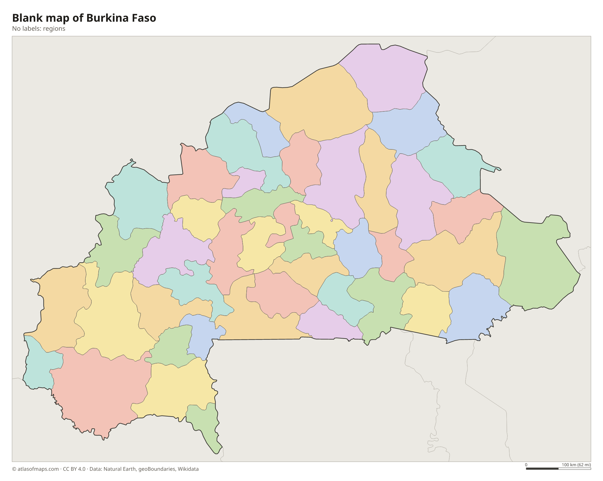 Blank outline map of Burkina Faso without labels