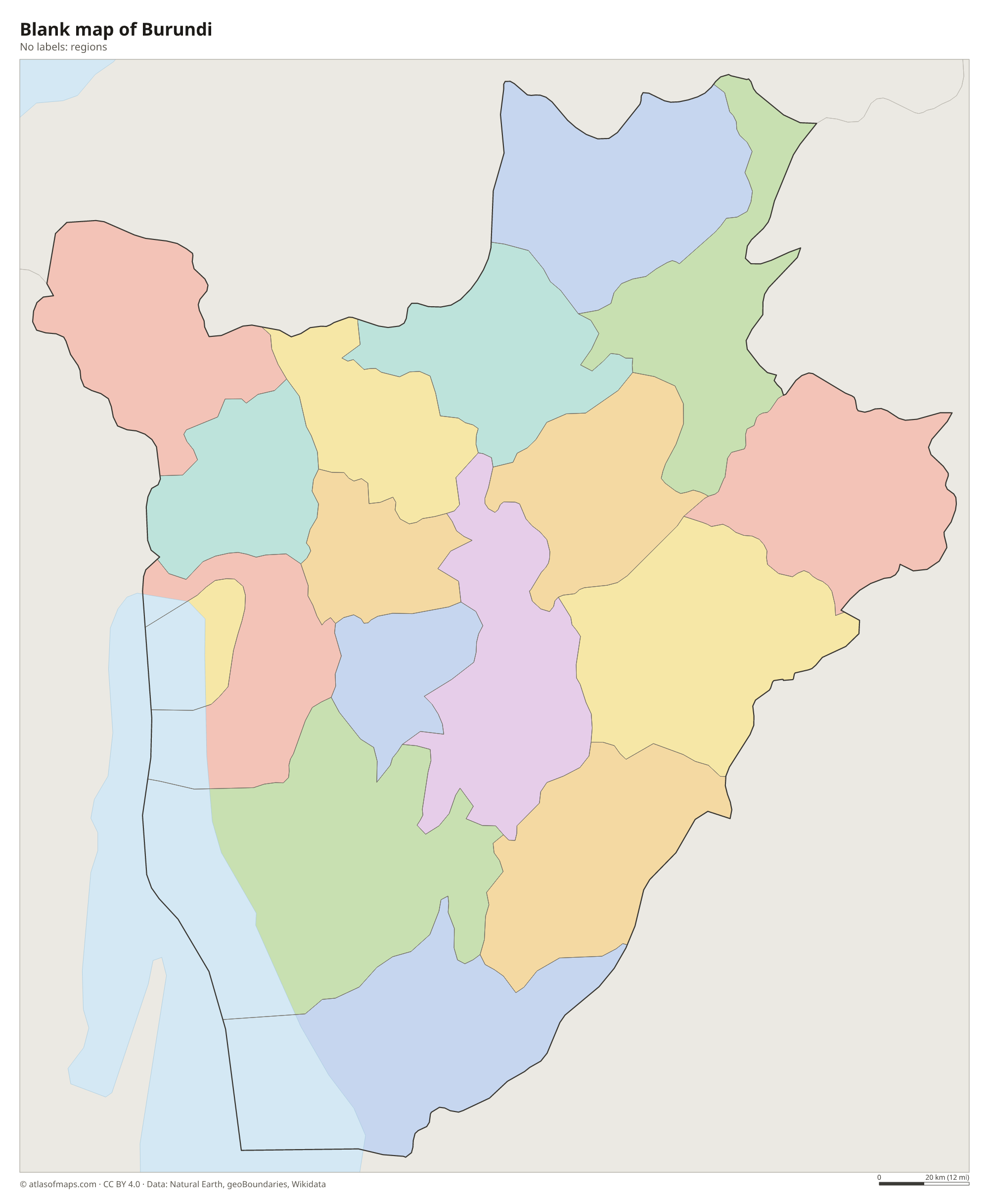 Blank outline map of Burundi without labels