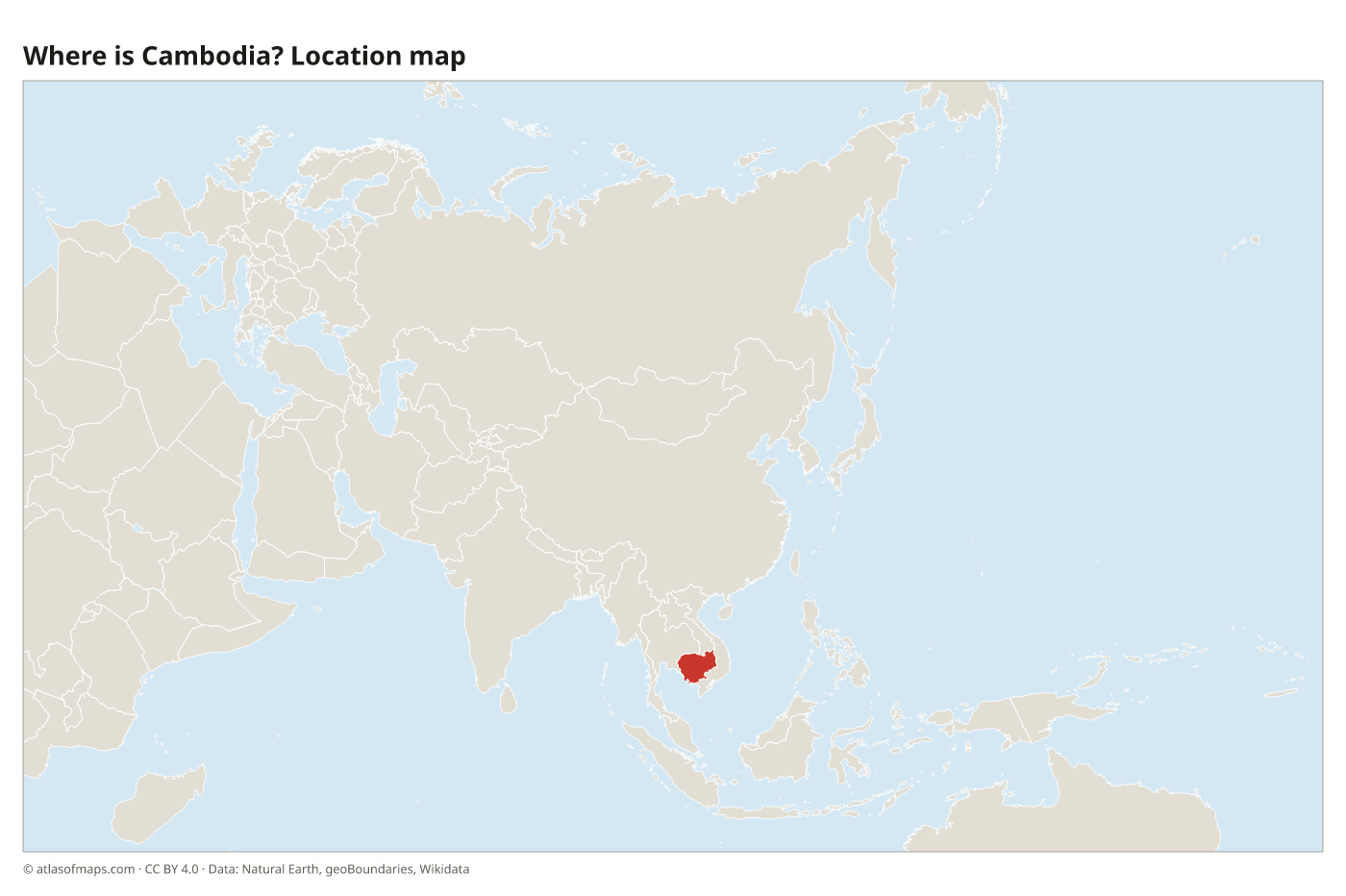 Where is Cambodia? Location map with Cambodia highlighted in red