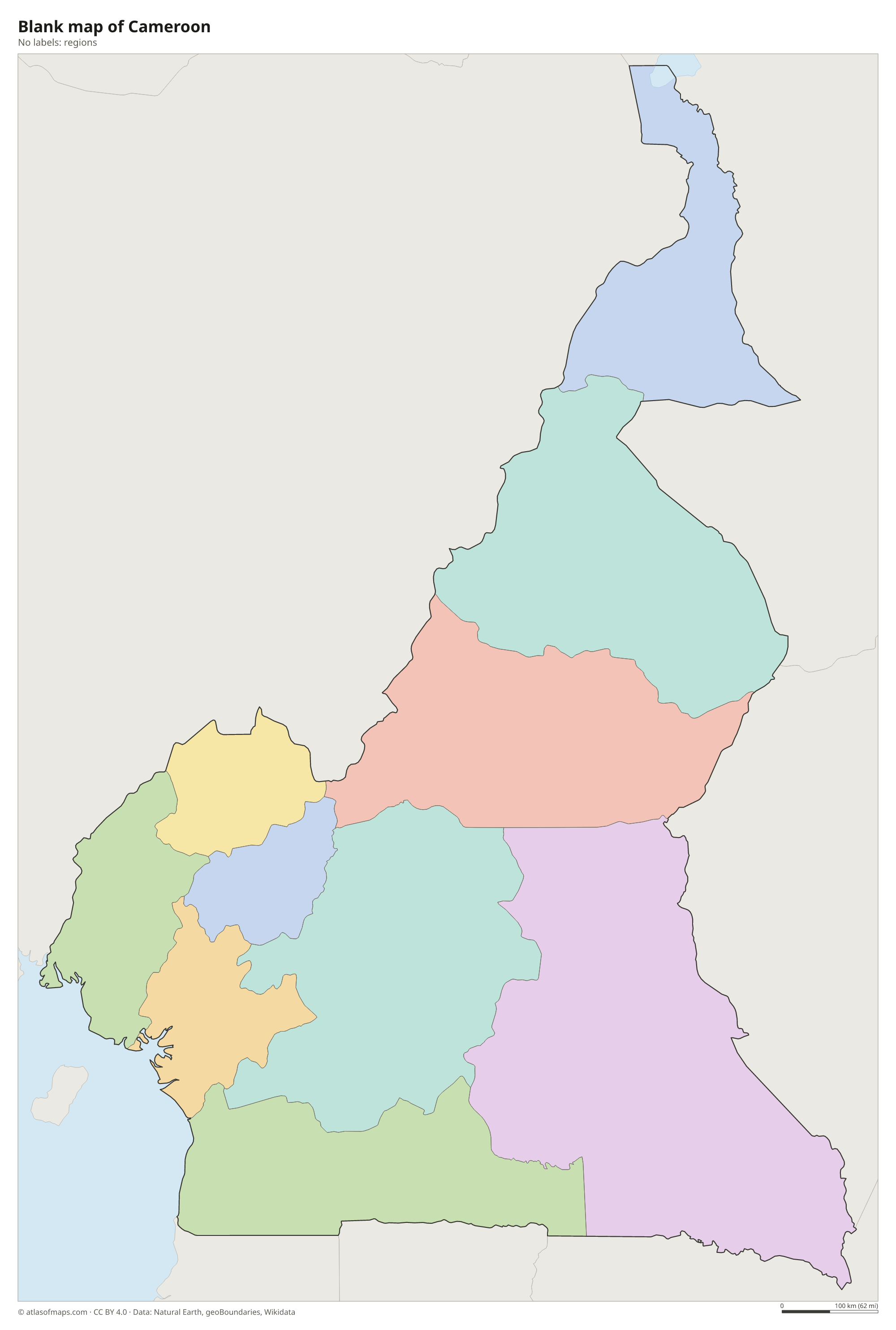 Blank outline map of Cameroon without labels
