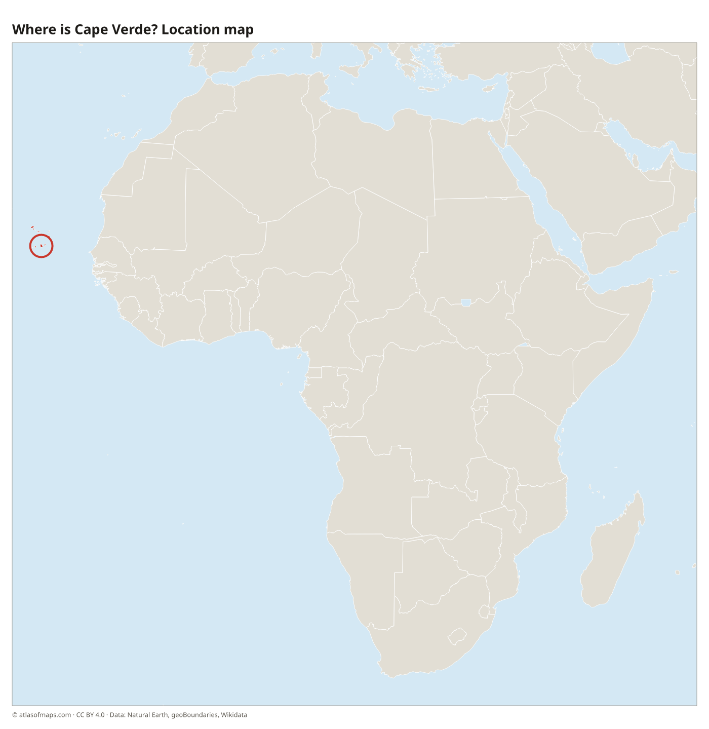 Where is Cape Verde? Location map with Cape Verde highlighted in red
