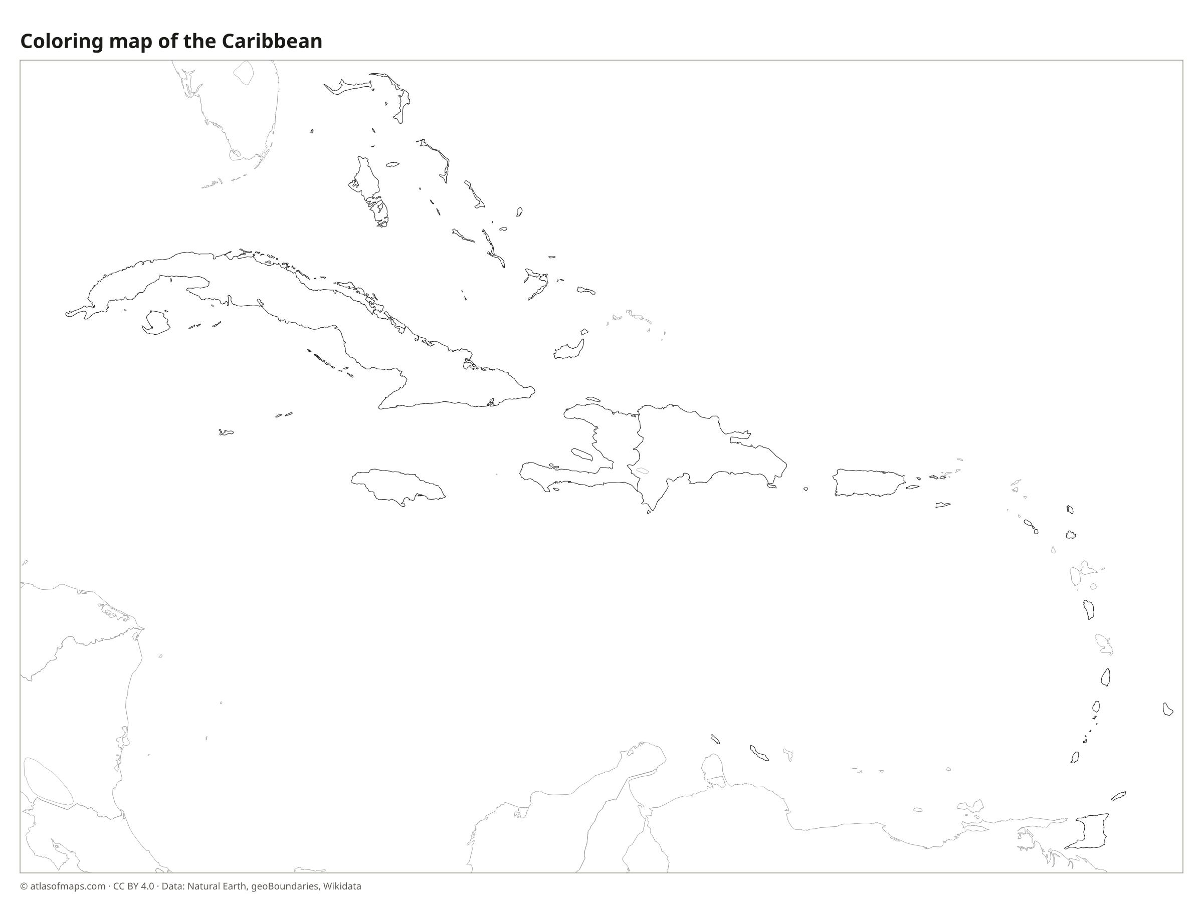 Coloring map of the Caribbean