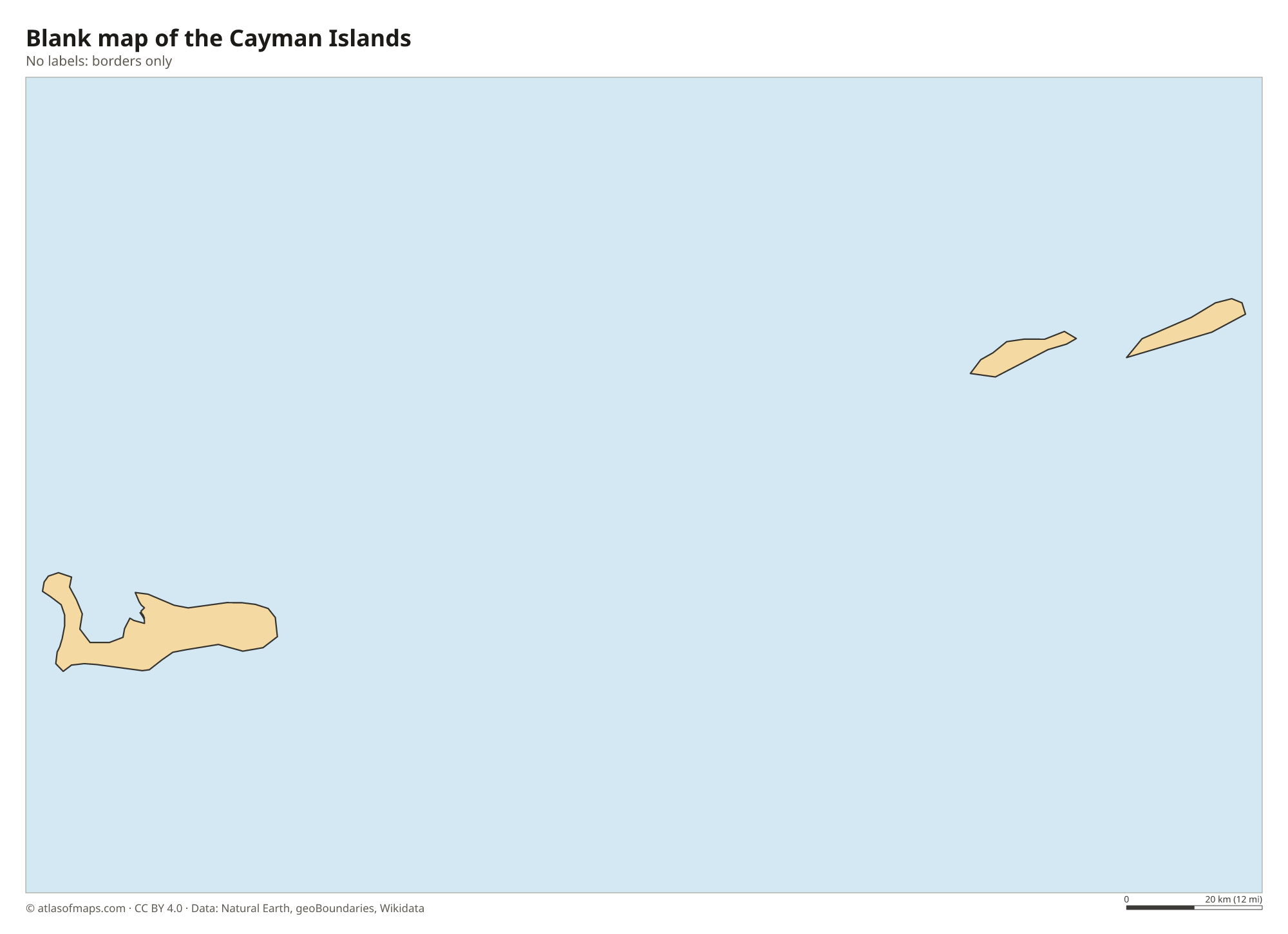 Blank outline map of the Cayman Islands without labels