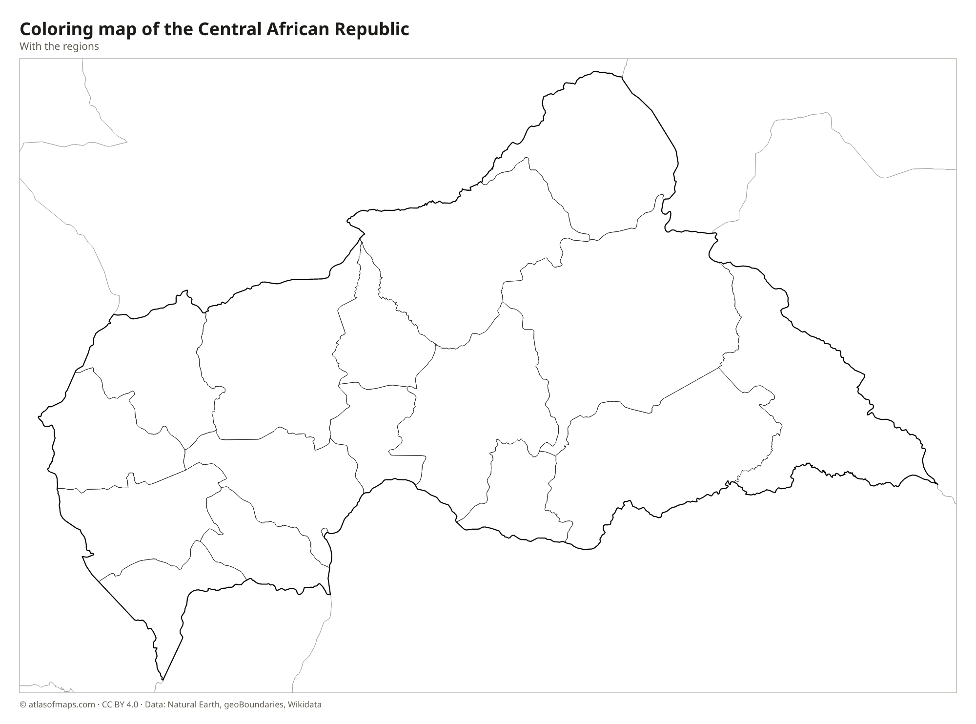 Coloring map of the Central African Republic