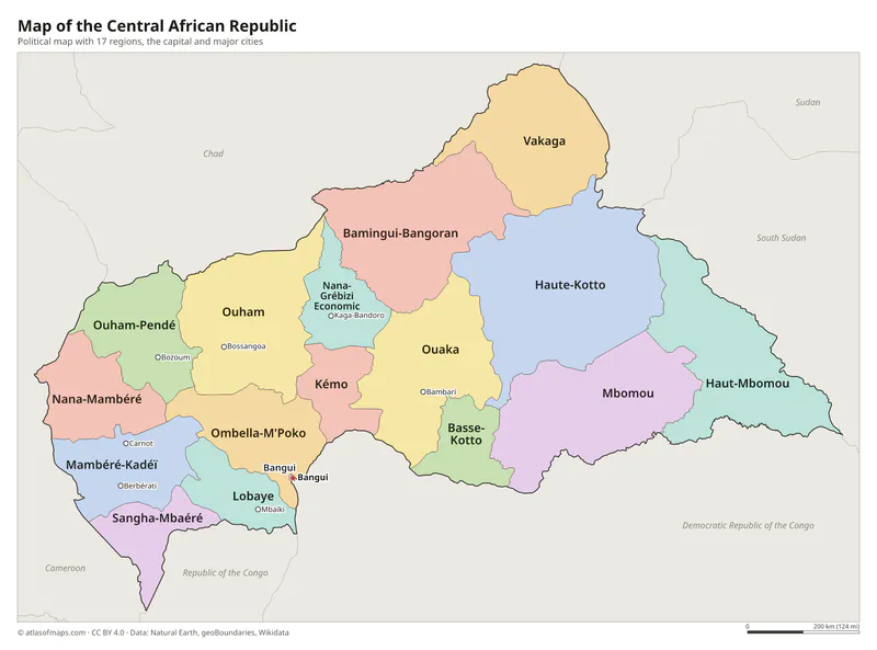Map of the Central African Republic