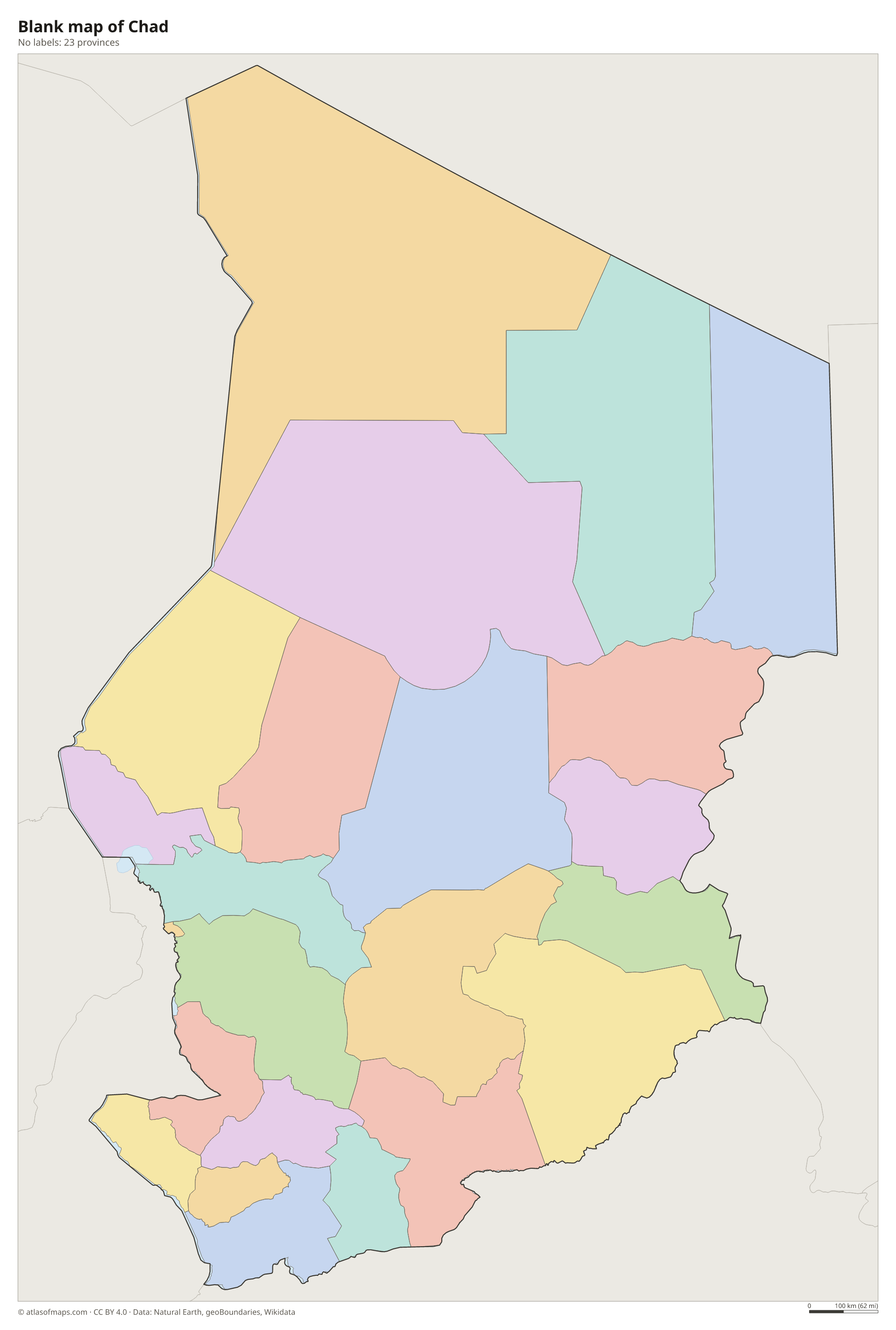 Blank outline map of Chad without labels