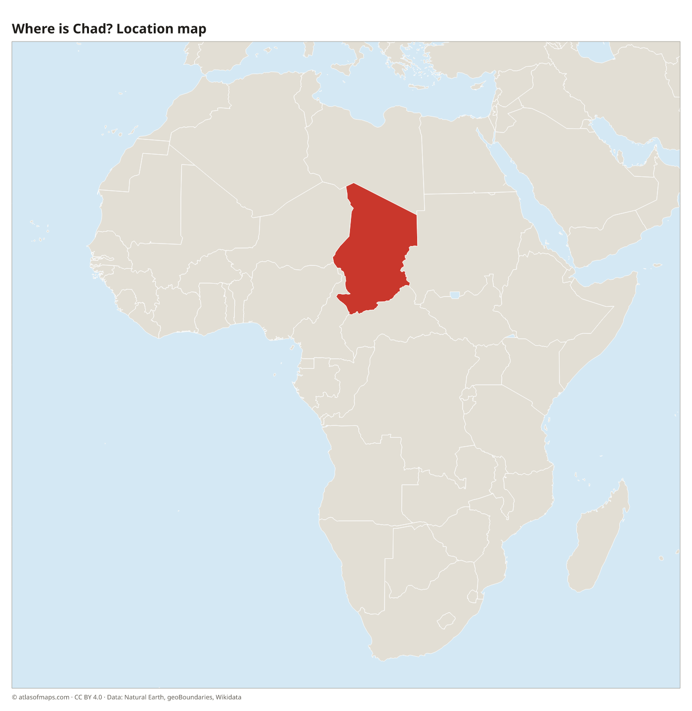 Where is Chad? Location map with Chad highlighted in red